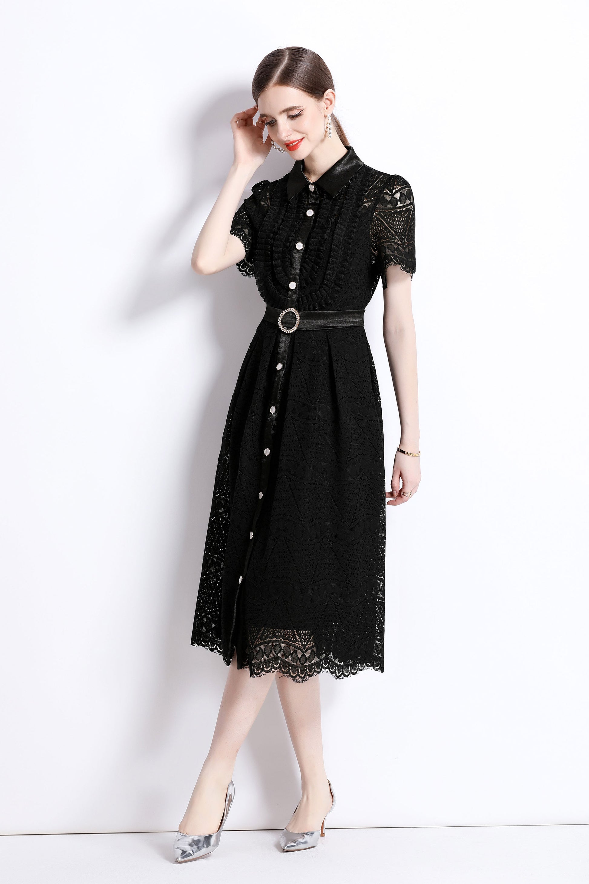 Women's Vintage Casual Elegant Midi Dress - LAI MENG FIVE CATS