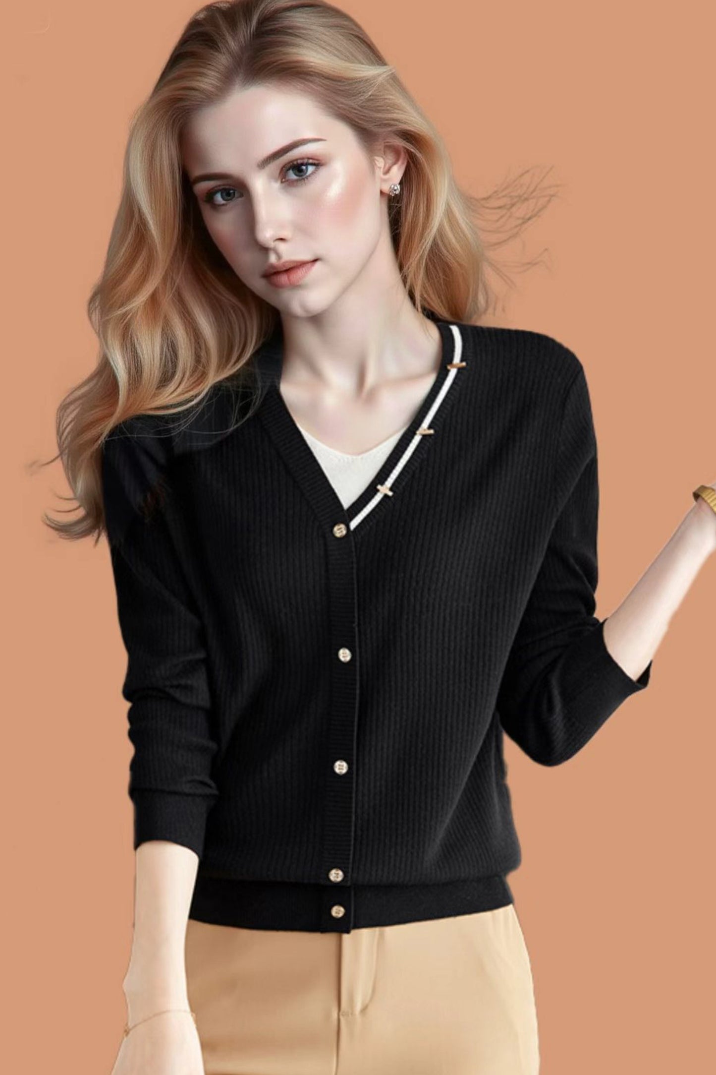 Women's Lightweight Cardigan V Neck Knit Sweater Tops