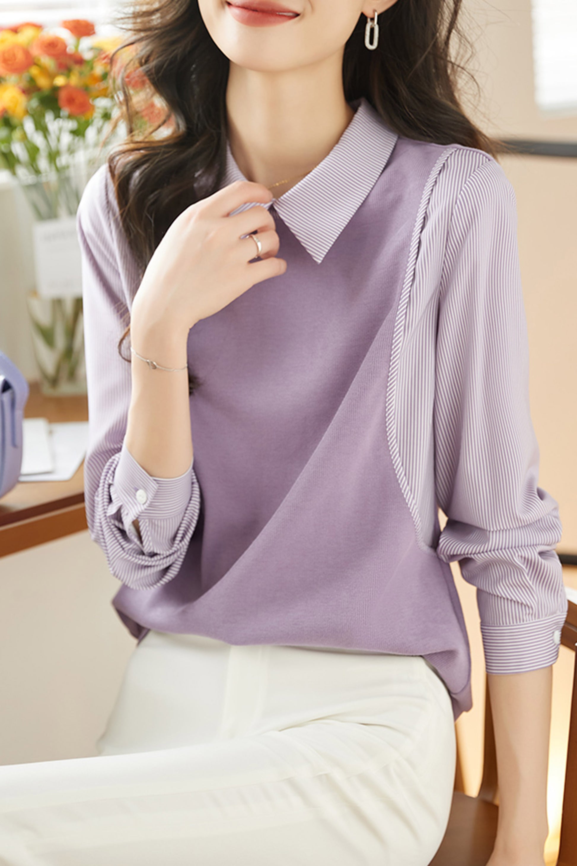 Women's Vintage Knit Casual Tunic Top - LAI MENG FIVE CATS