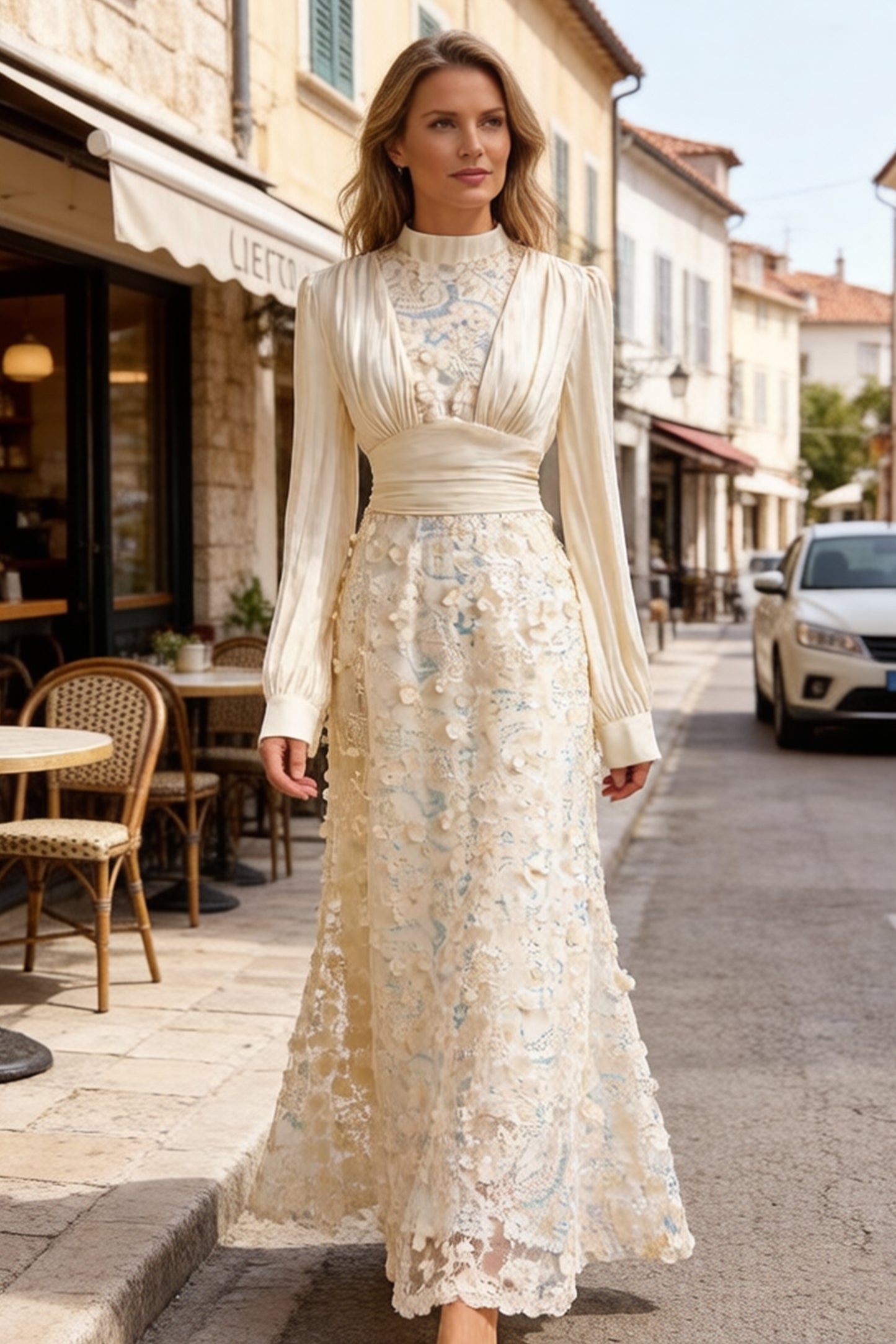 Elegant Sequin Embroidered 3D Floral Maxi Evening Dress - LAI MENG FIVE CATS