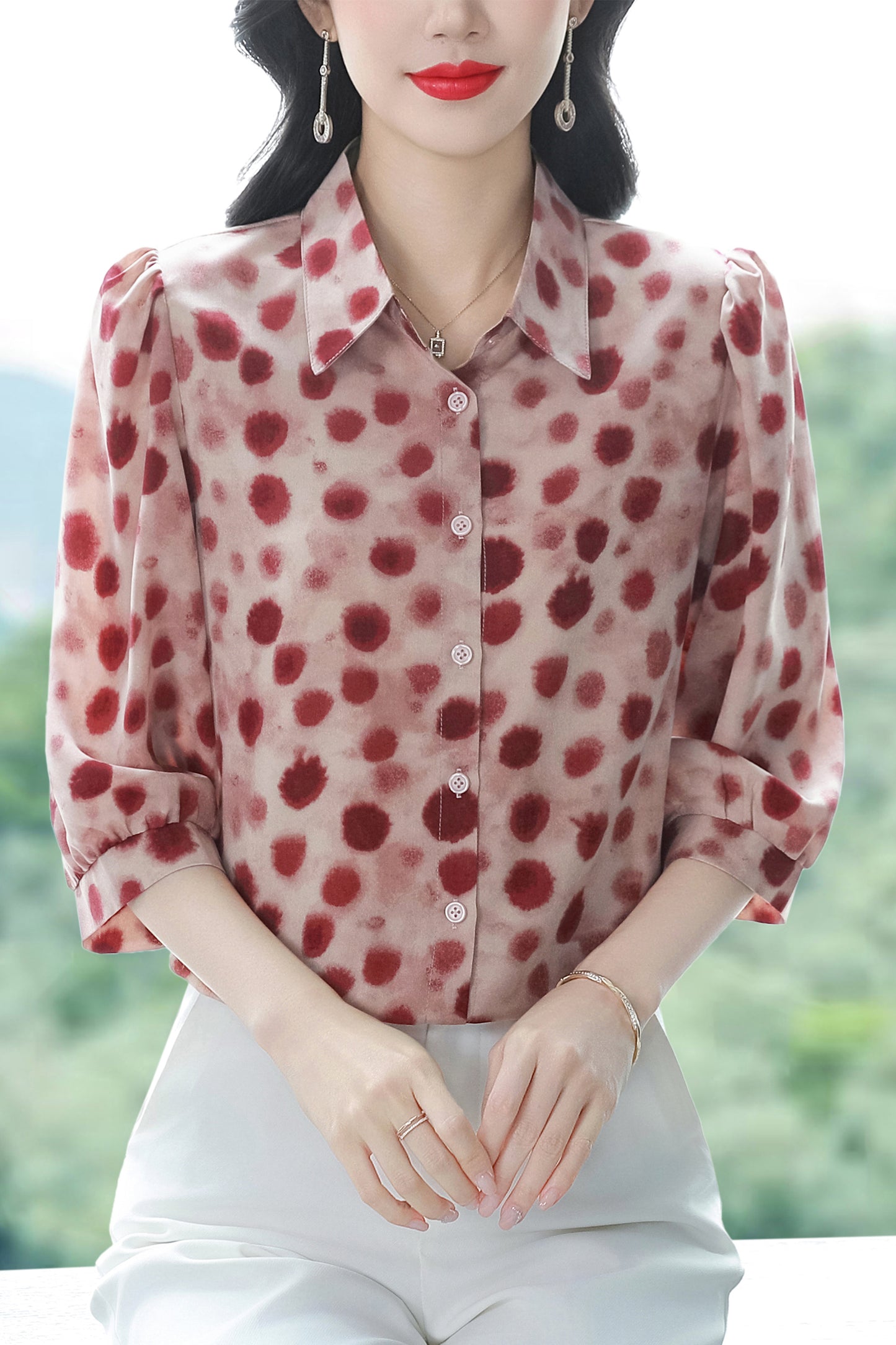 Women's Floral Print Shirt Loose Blouses Tops