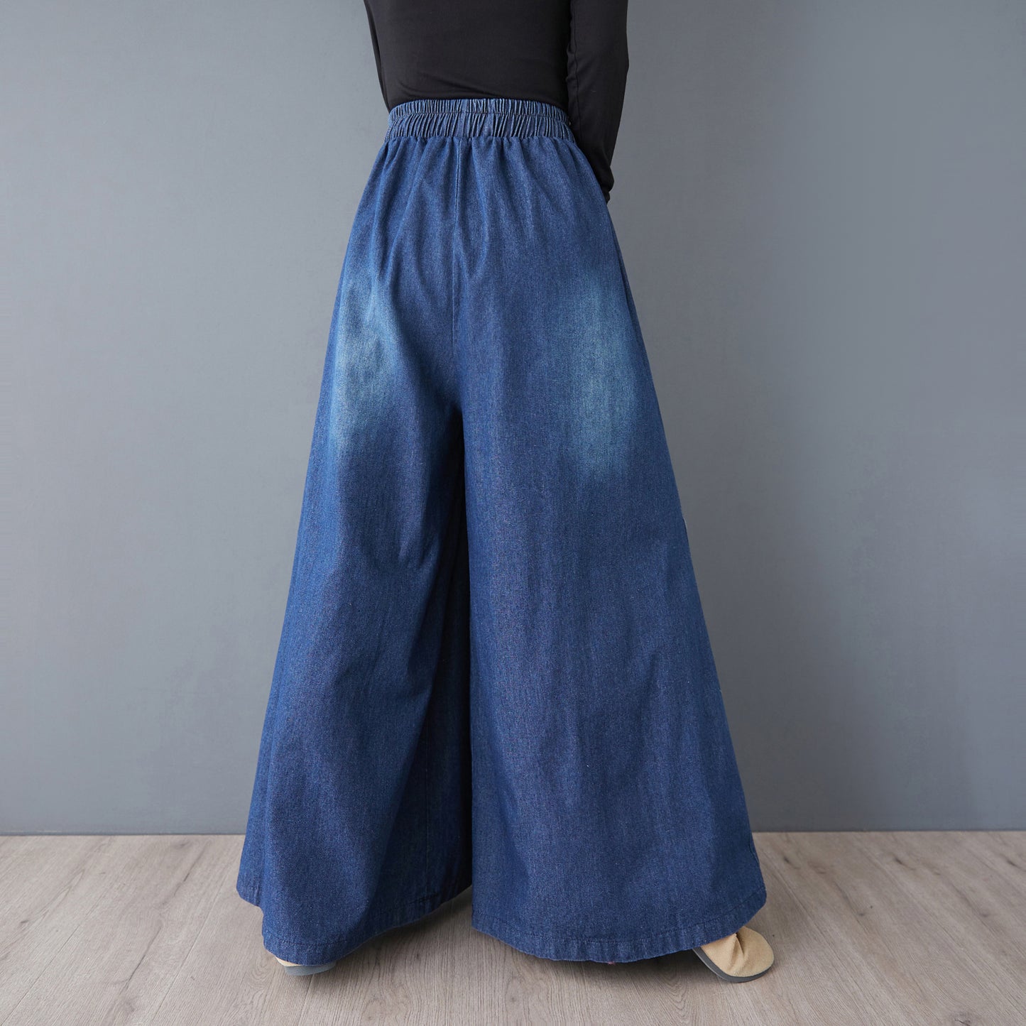 BK-Loose Elastic Waisted Drawstring Wide Leg Pants