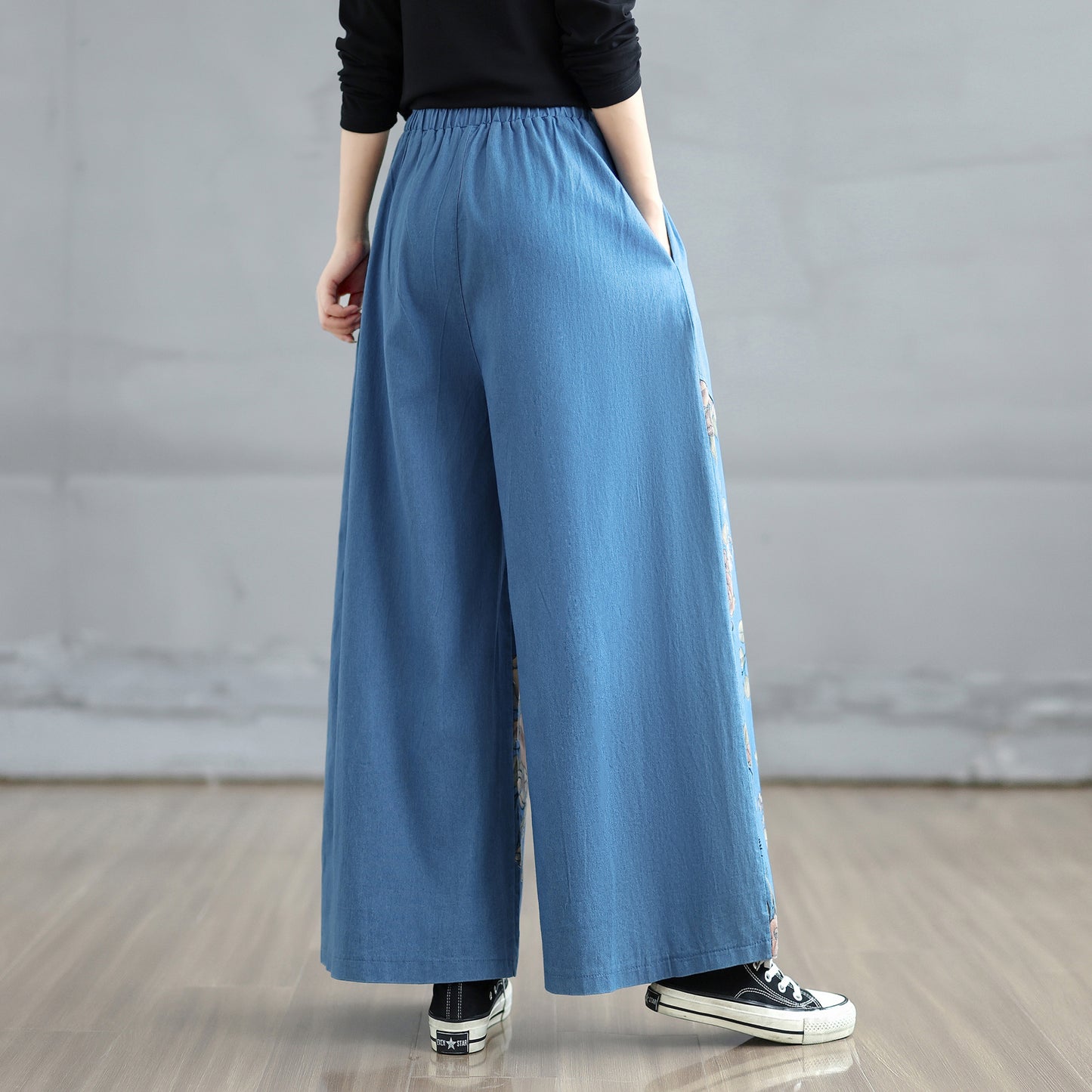 Women's Baggy Jeans Drawstring Waist Wide Leg