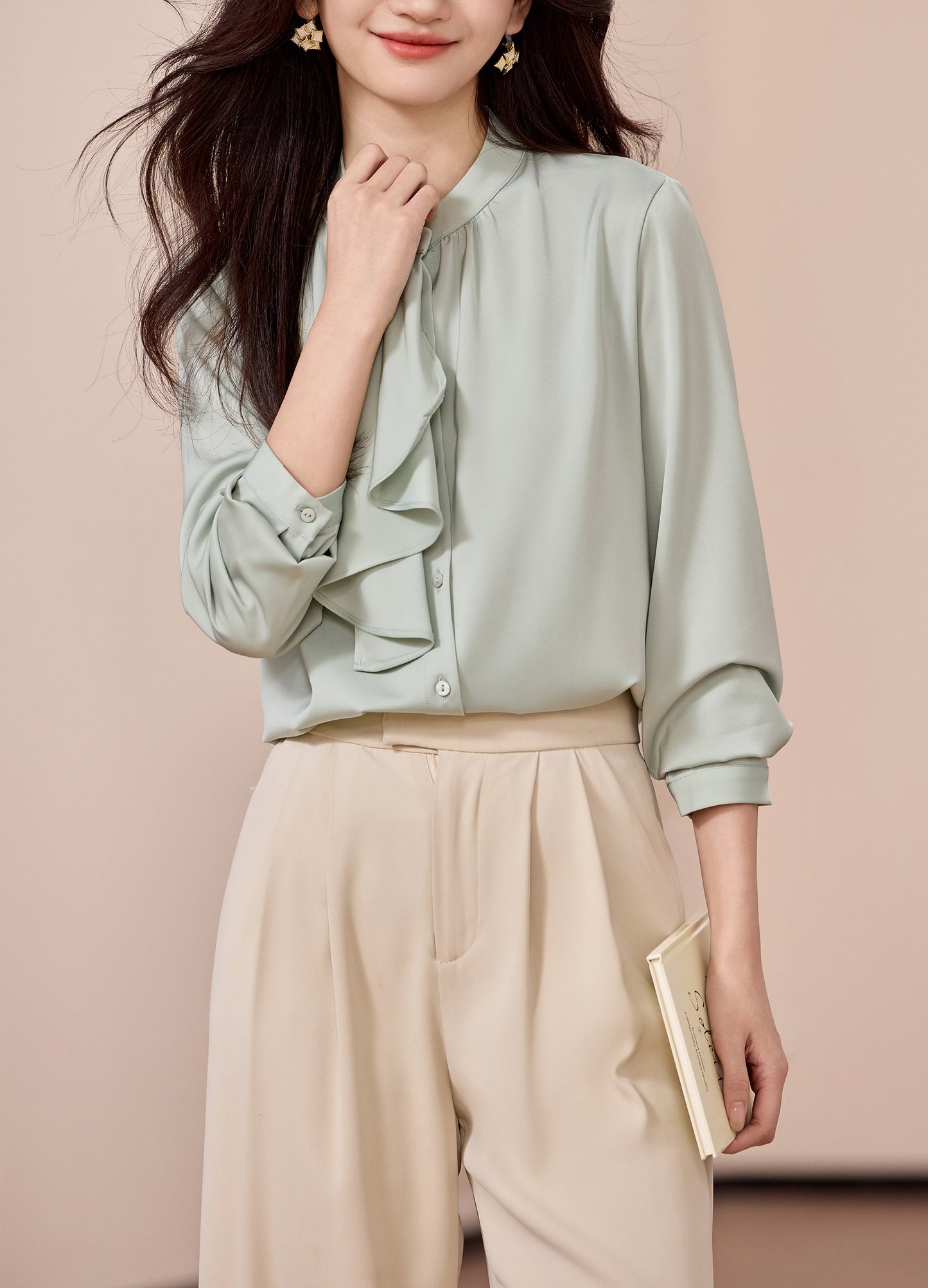 Women's Ruffle Shirt Puffe Sleeve Blouse Top