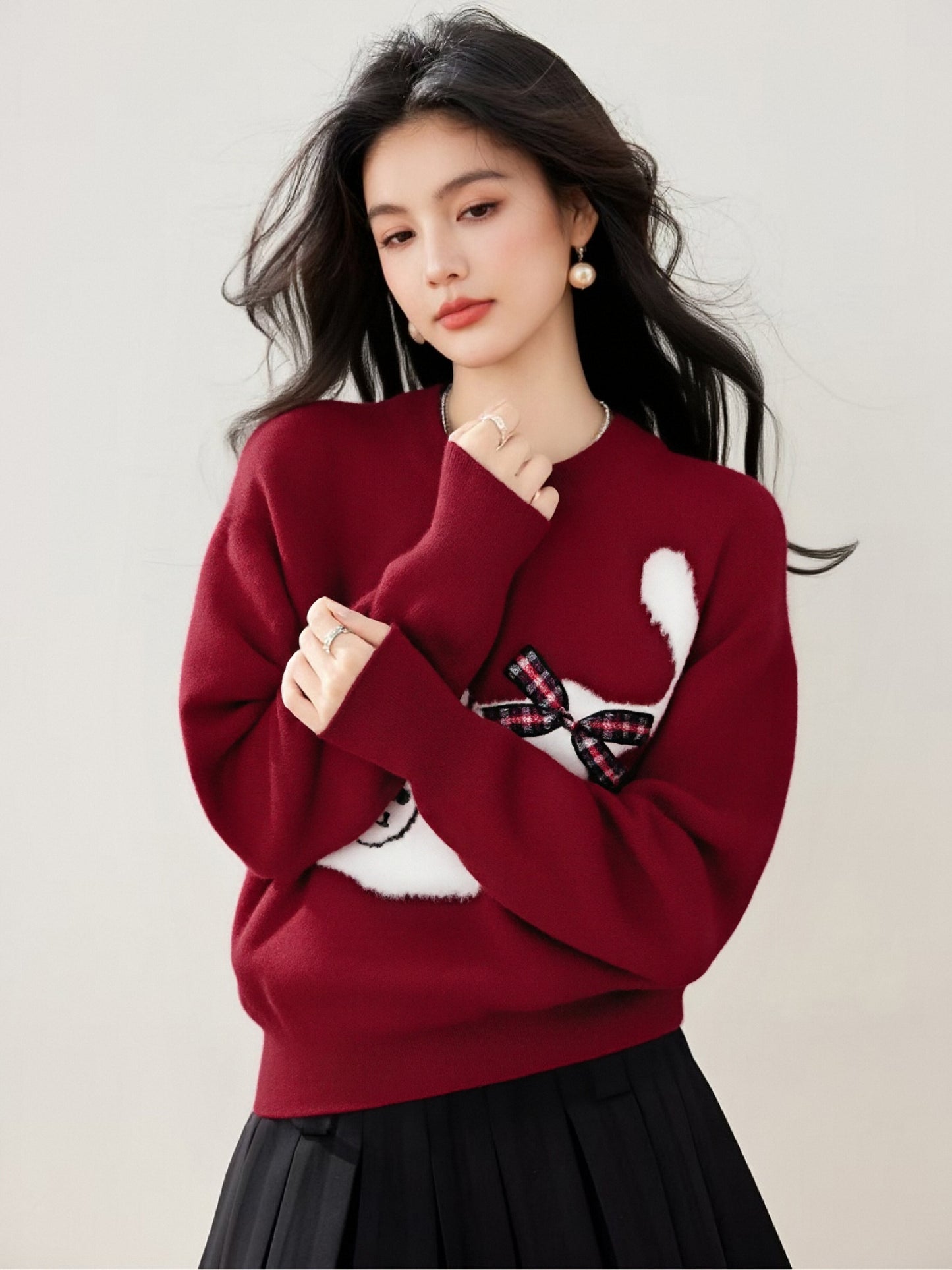Women's Cat Sweater Fun Graphic Pullover Tops