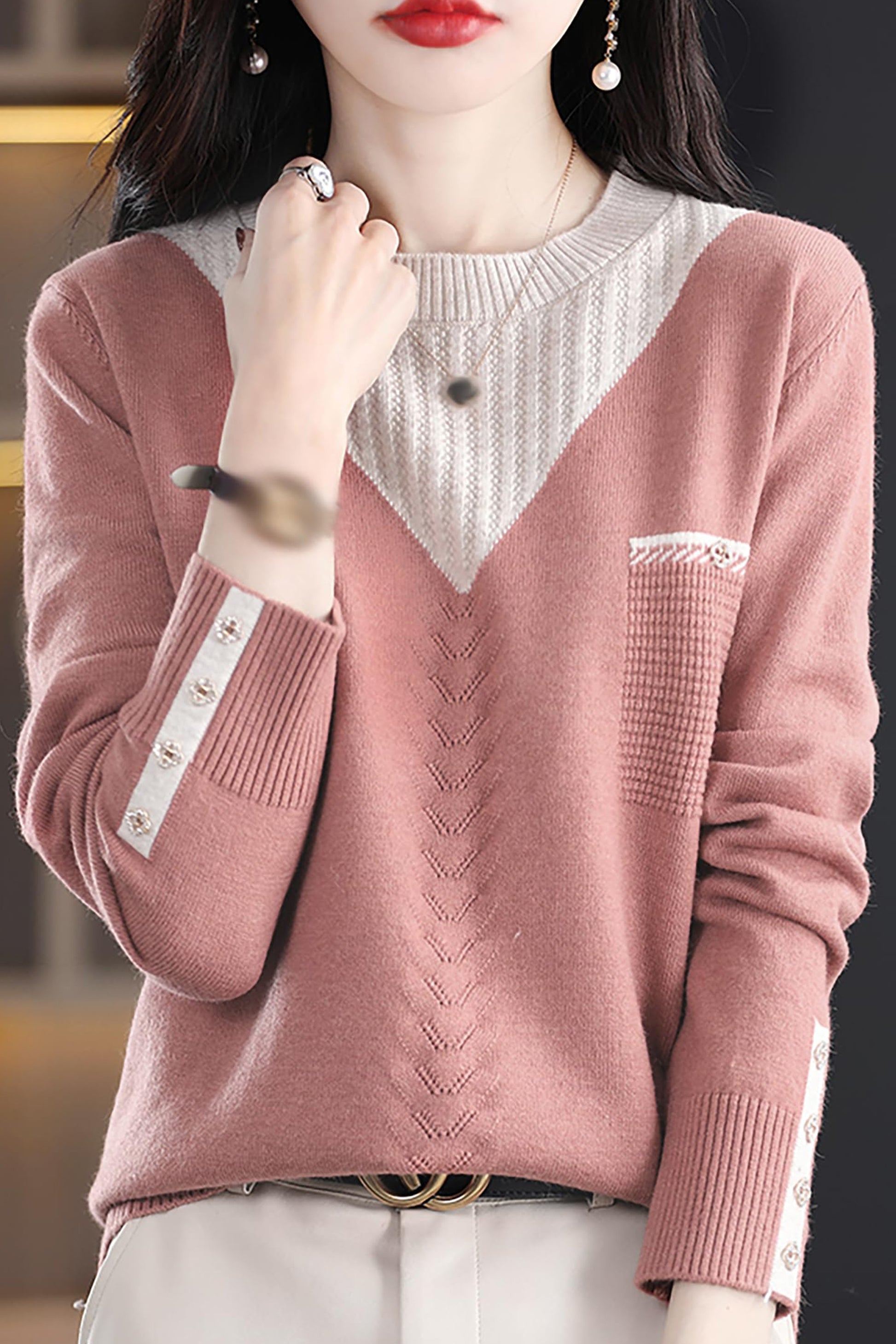 Knit Layered Loose Fall Pullover Tops - LAI MENG FIVE CATS