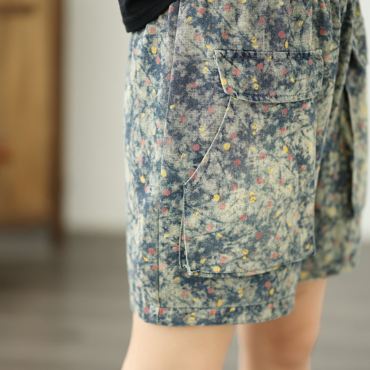 Women's Jeans Elastic Waist Wide Leg Denim Short