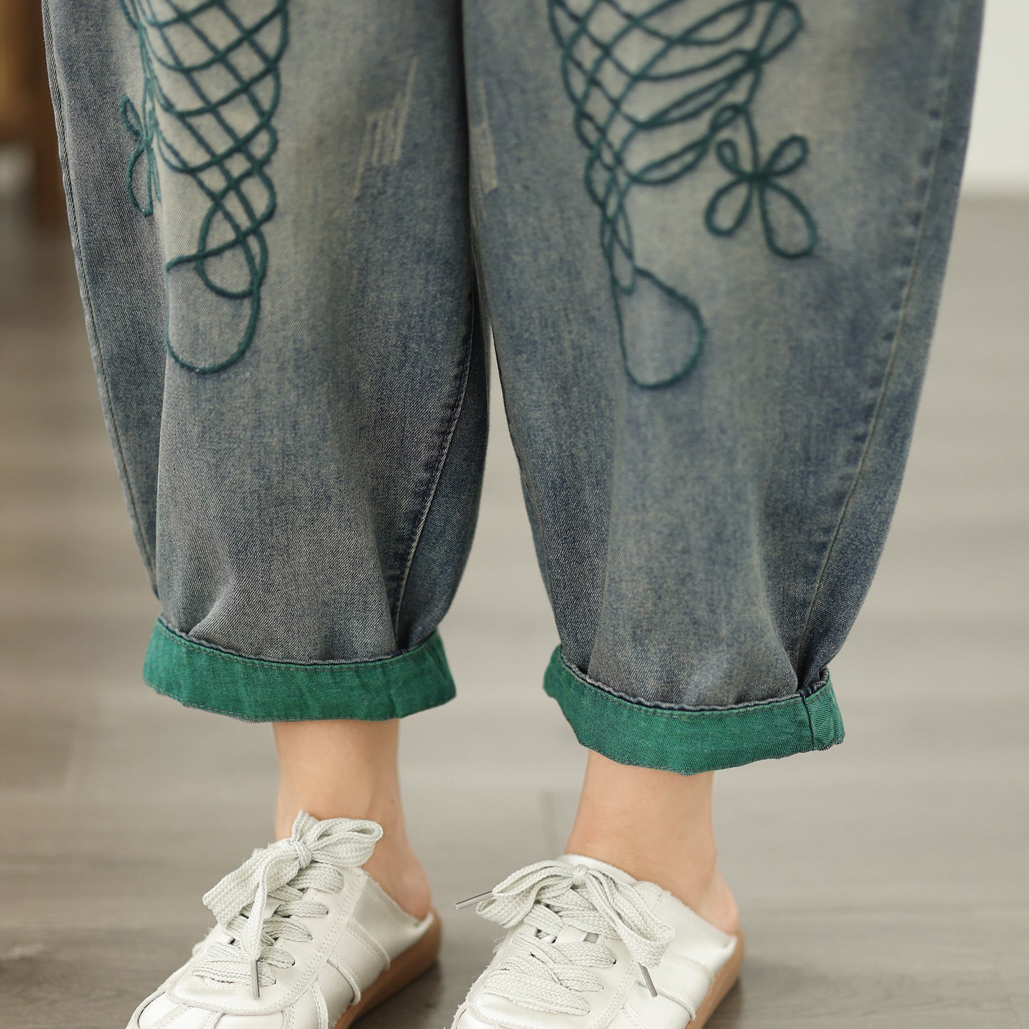 Women Jeans Denim Harem Pants Elastic Waist
