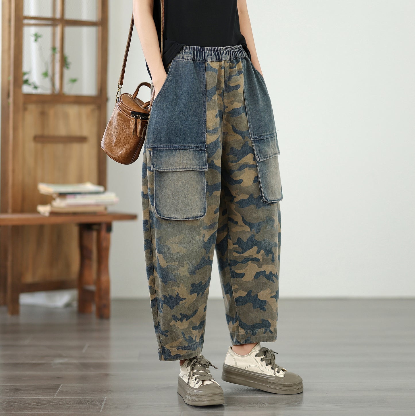 Women's Baggy Jeans Elastic Waist Harem Pants
