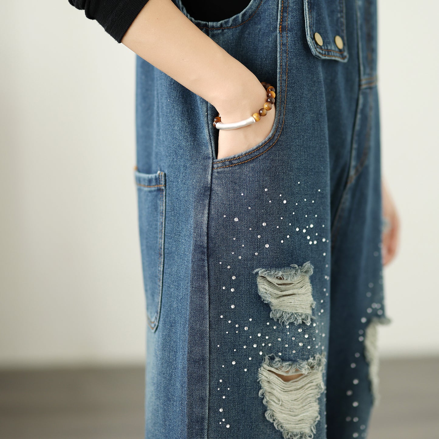 Womens Denim Bib Pants Jumpsuits Jeans Adjustable Strap Overalls