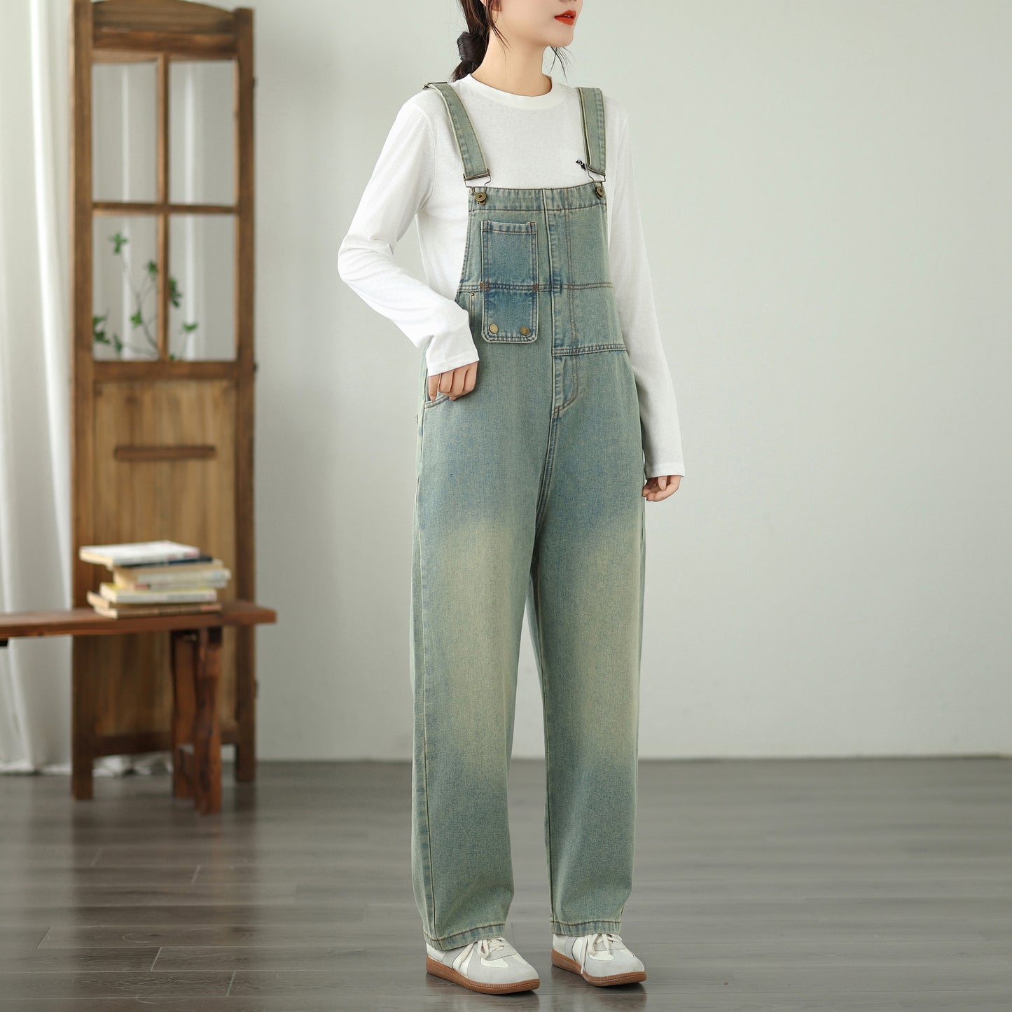 Womens Denim Bib Pants Jumpsuits Jeans Adjustable Strap Overalls