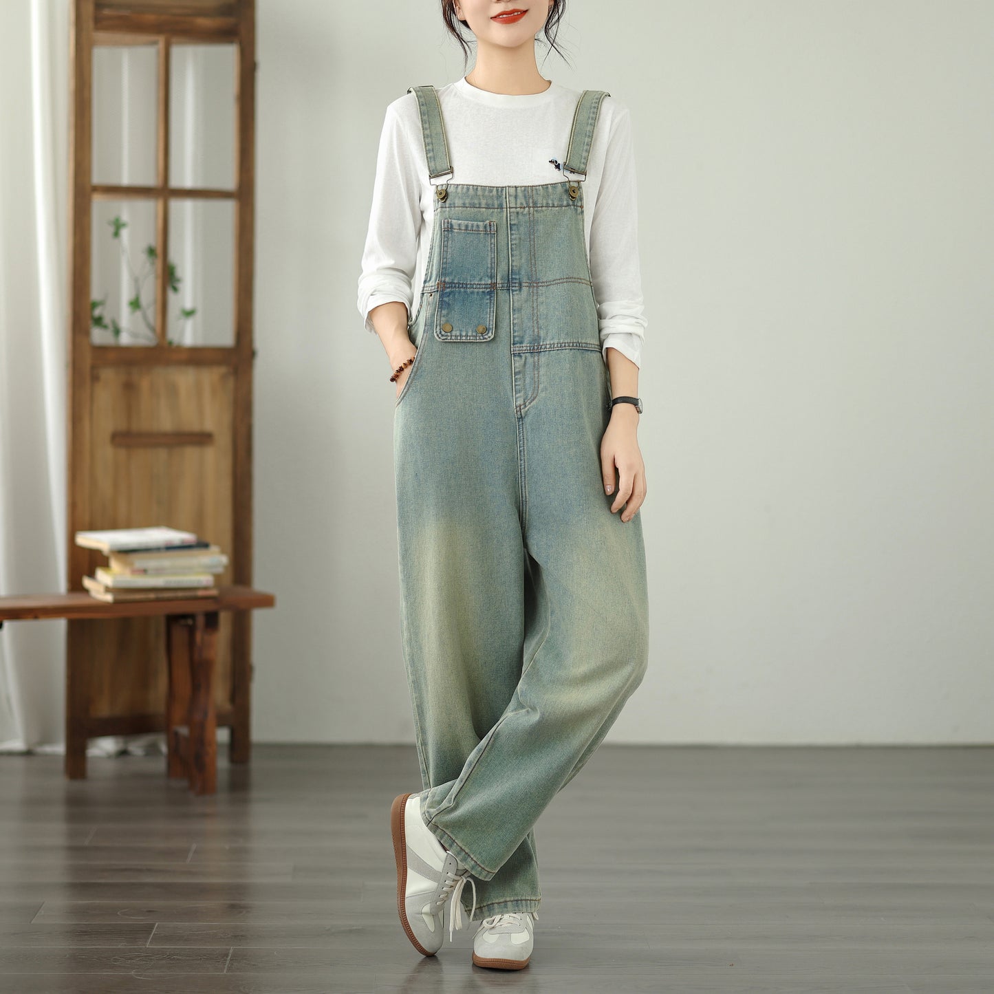 Womens Denim Bib Pants Jumpsuits Jeans Adjustable Strap Overalls