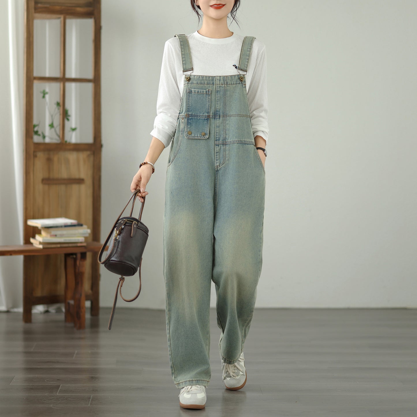 Womens Denim Bib Pants Jumpsuits Jeans Adjustable Strap Overalls