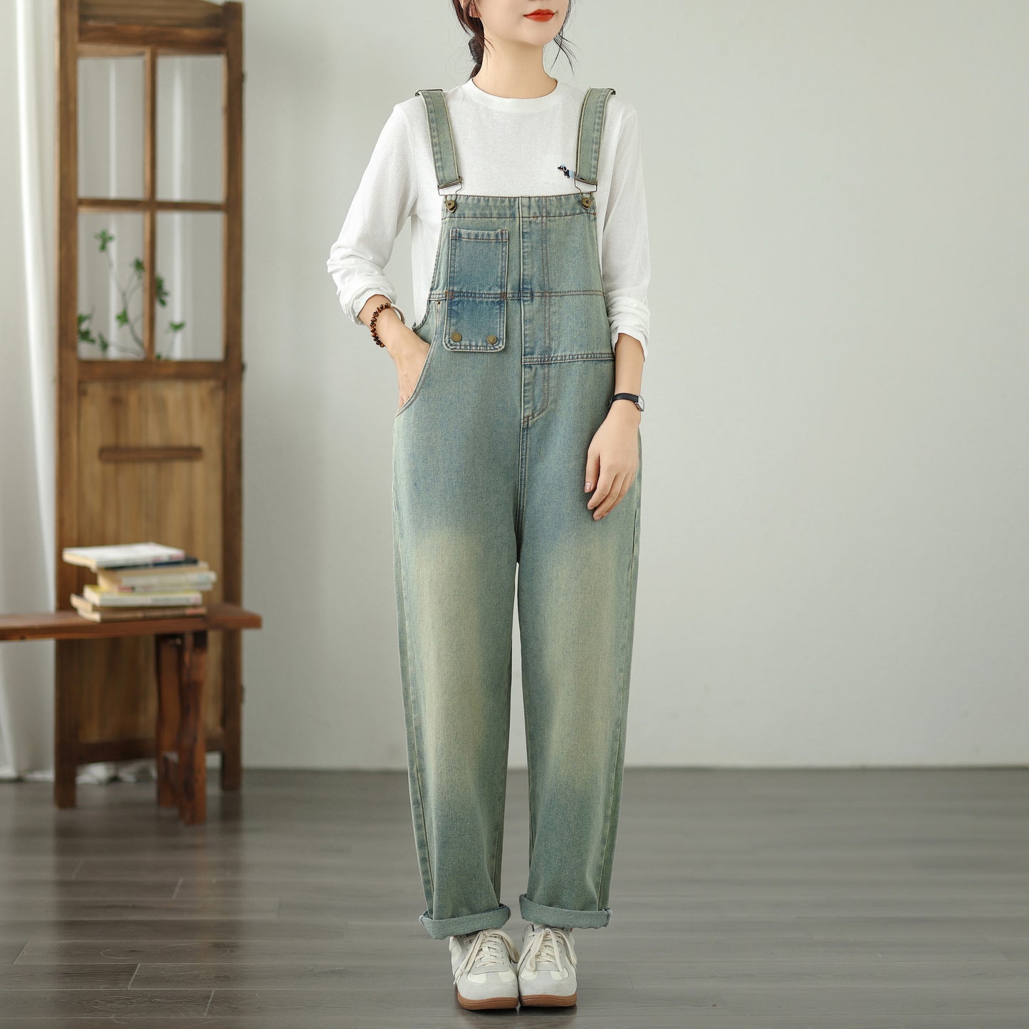 Womens Denim Bib Pants Jumpsuits Jeans Adjustable Strap Overalls