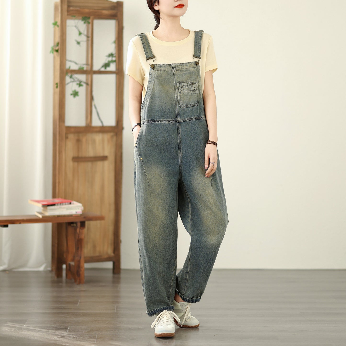 Womens Denim Bib Pants Jumpsuits Jeans Adjustable Strap Overalls