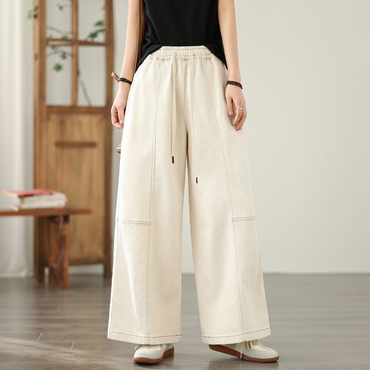 Women's Jeans Elastic Waist Wide Leg Denim Pants