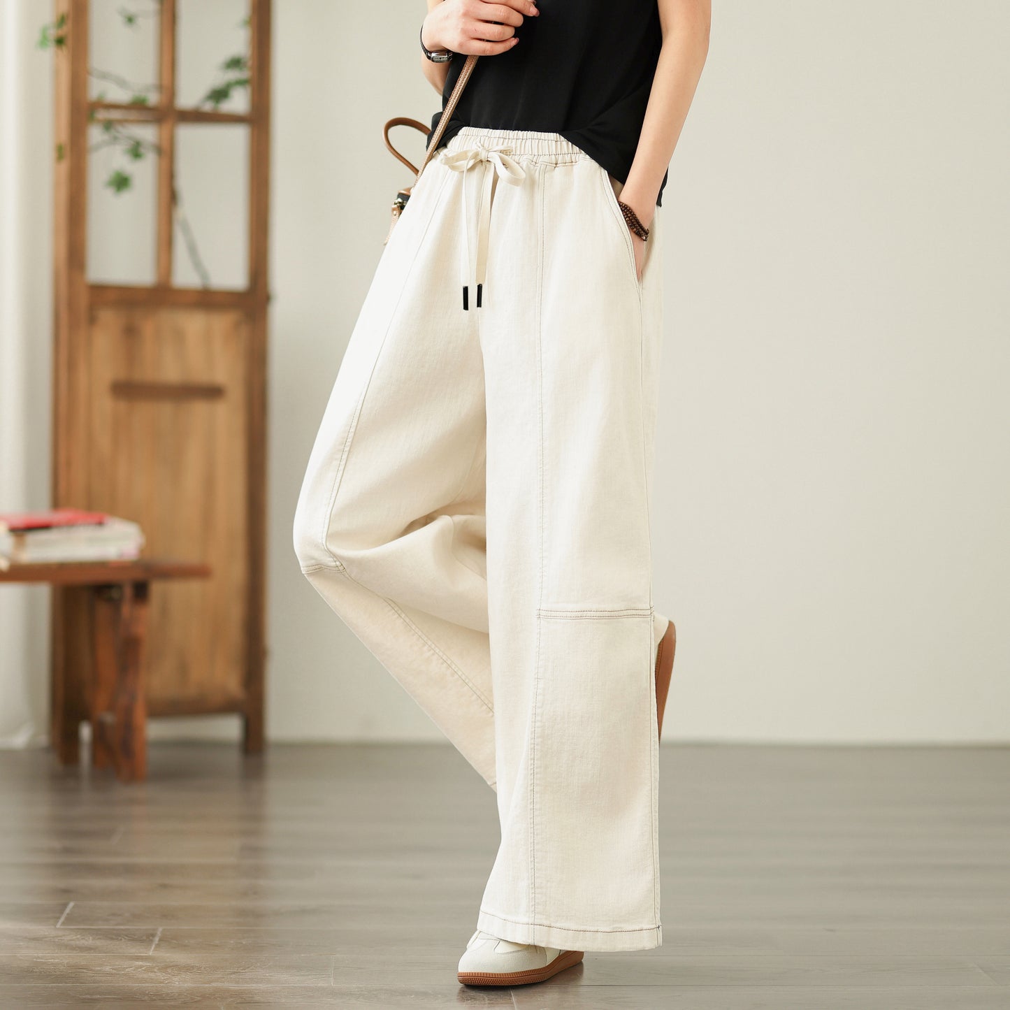 Women's Jeans Elastic Waist Wide Leg Denim Pants