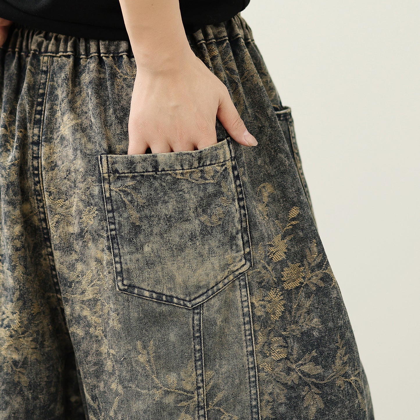 Women's Harem Baggy Jeans Drawstring Barrel Denim