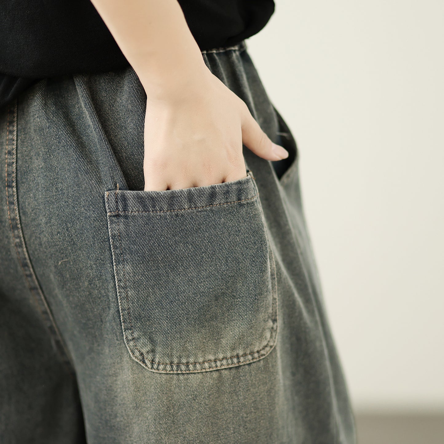 Women's Baggy Jeans Drawstring Wide Leg Denim