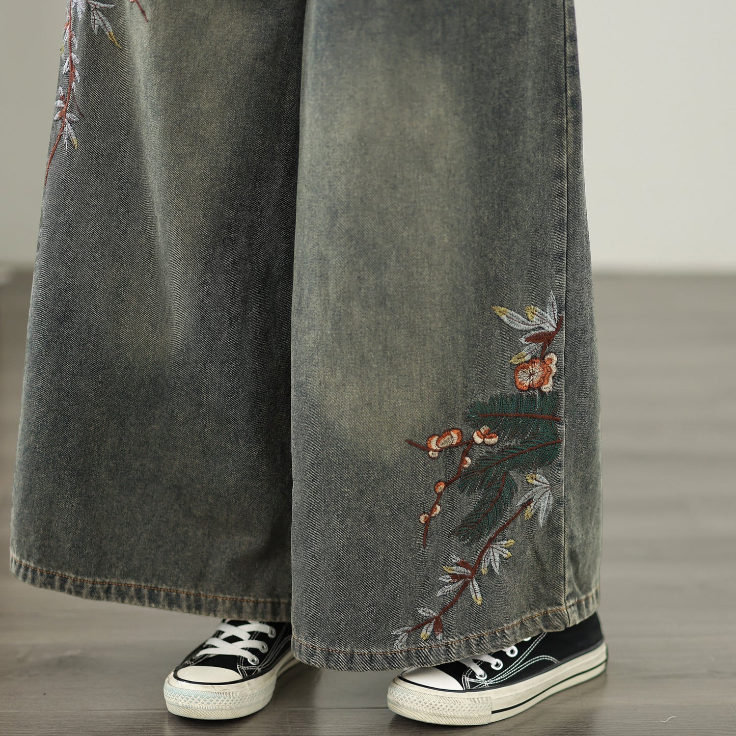 Women's Baggy Jeans Drawstring Wide Leg Denim