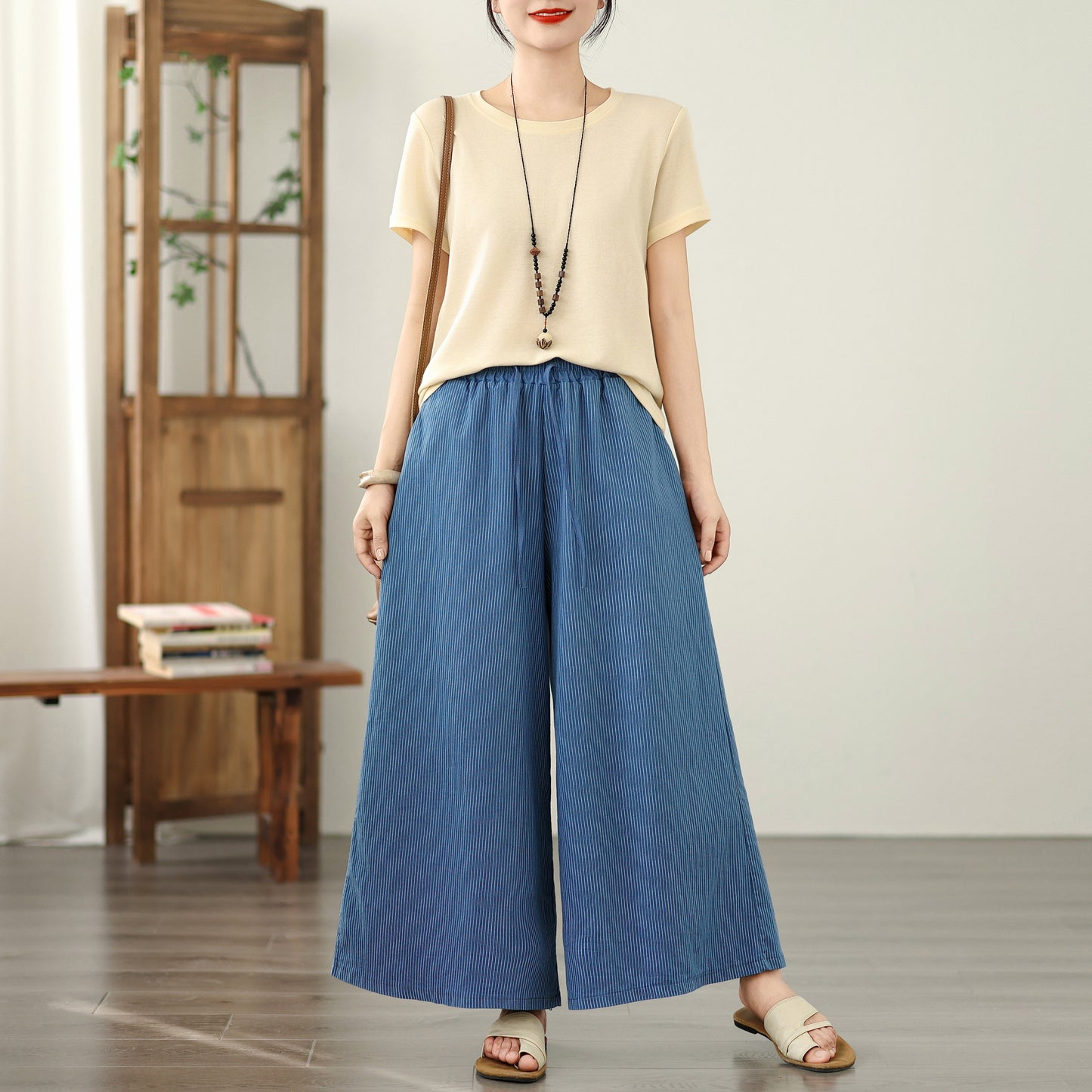 Women's Jeans Elastic Waist Wide Leg Denim Pants