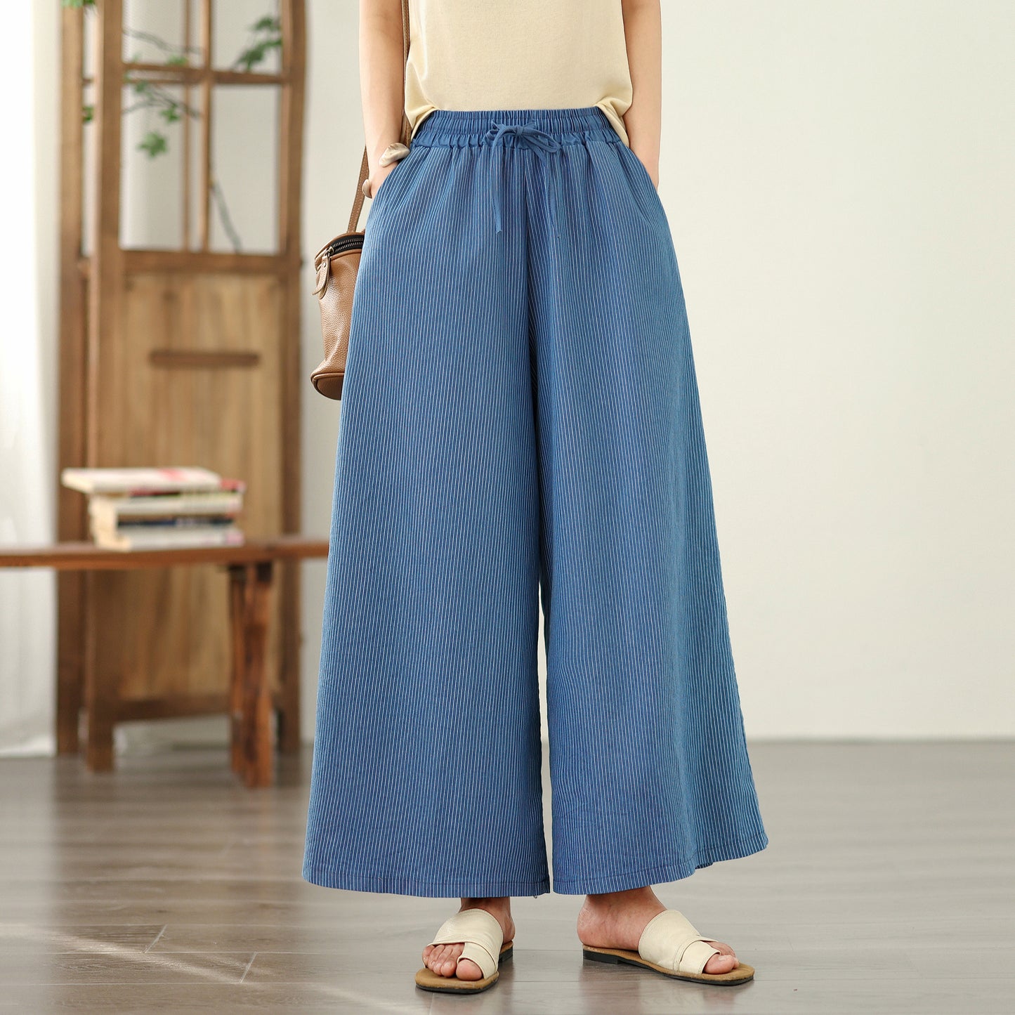 Women's Jeans Elastic Waist Wide Leg Denim Pants