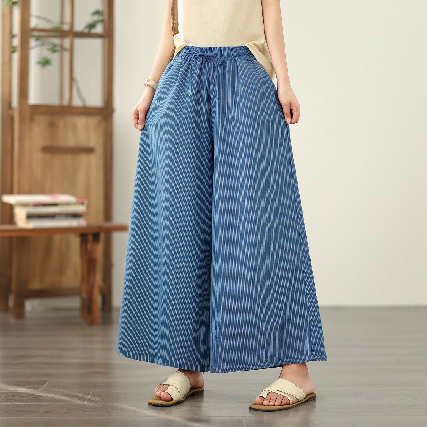 Women's Jeans Elastic Waist Wide Leg Denim Pants