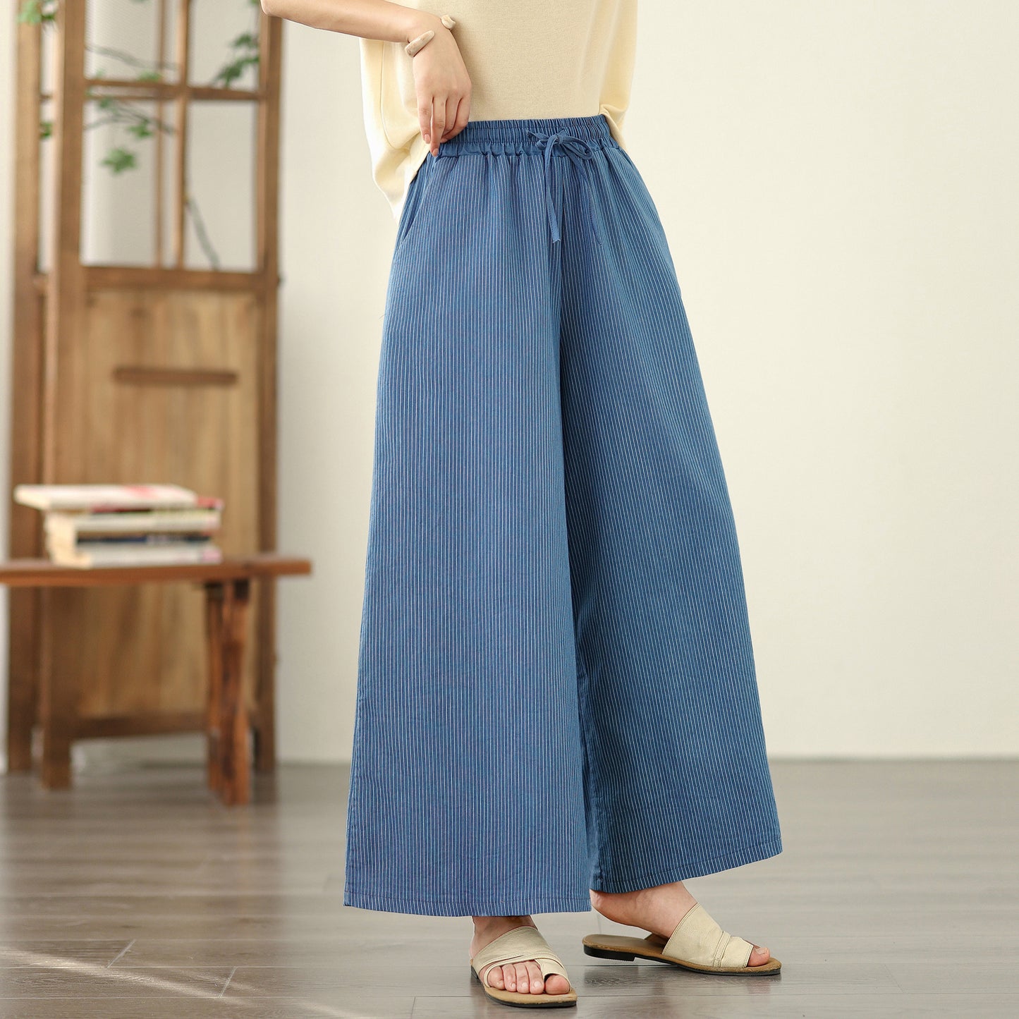 Women's Jeans Elastic Waist Wide Leg Denim Pants
