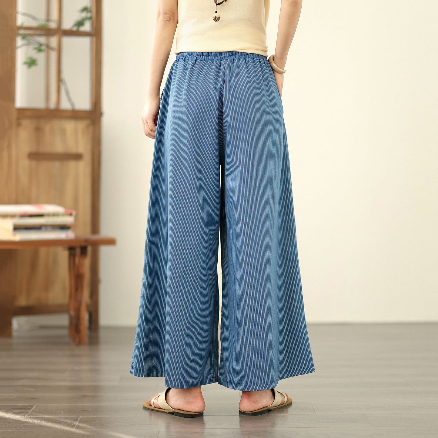Women's Jeans Elastic Waist Wide Leg Denim Pants