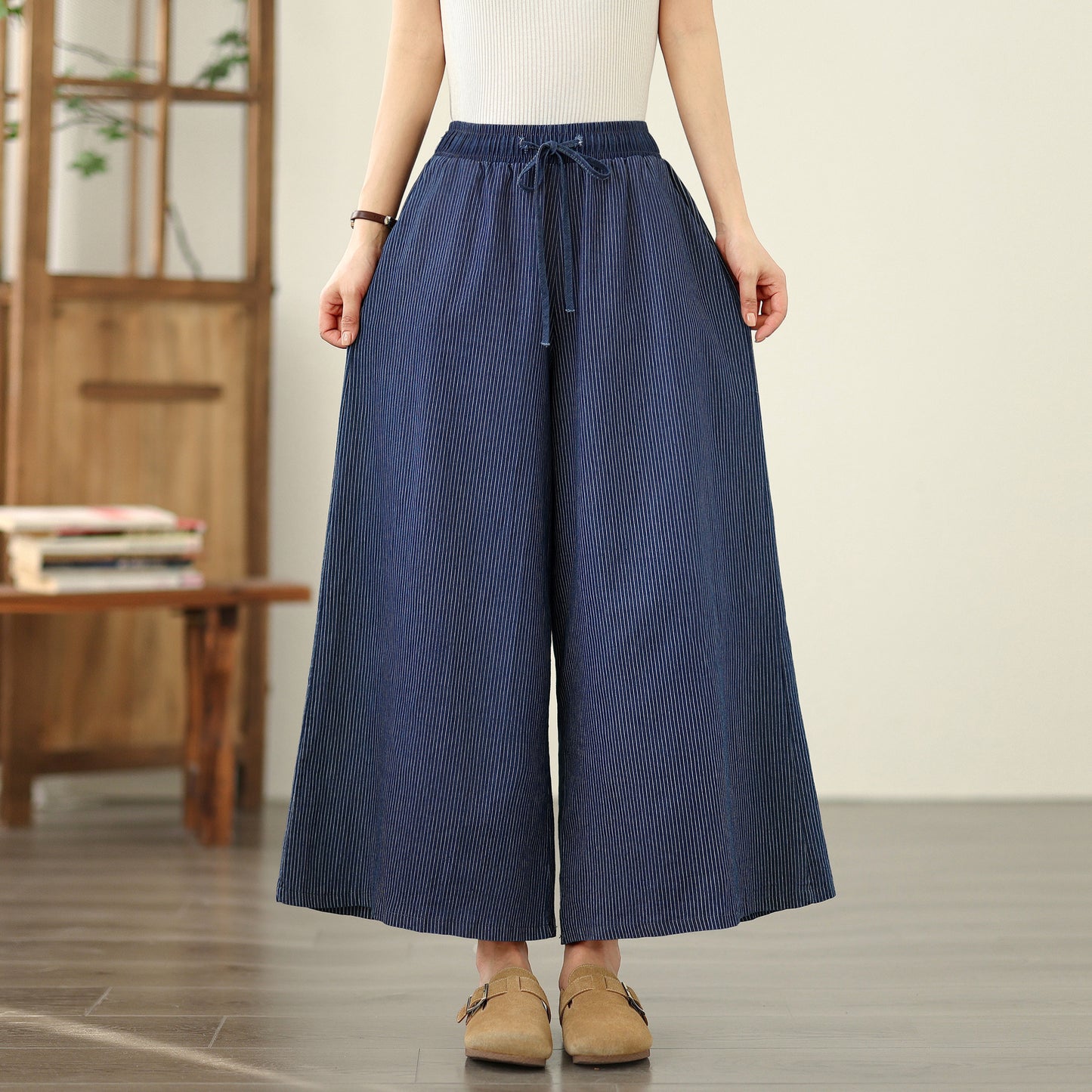 Women's Jeans Elastic Waist Wide Leg Denim Pants