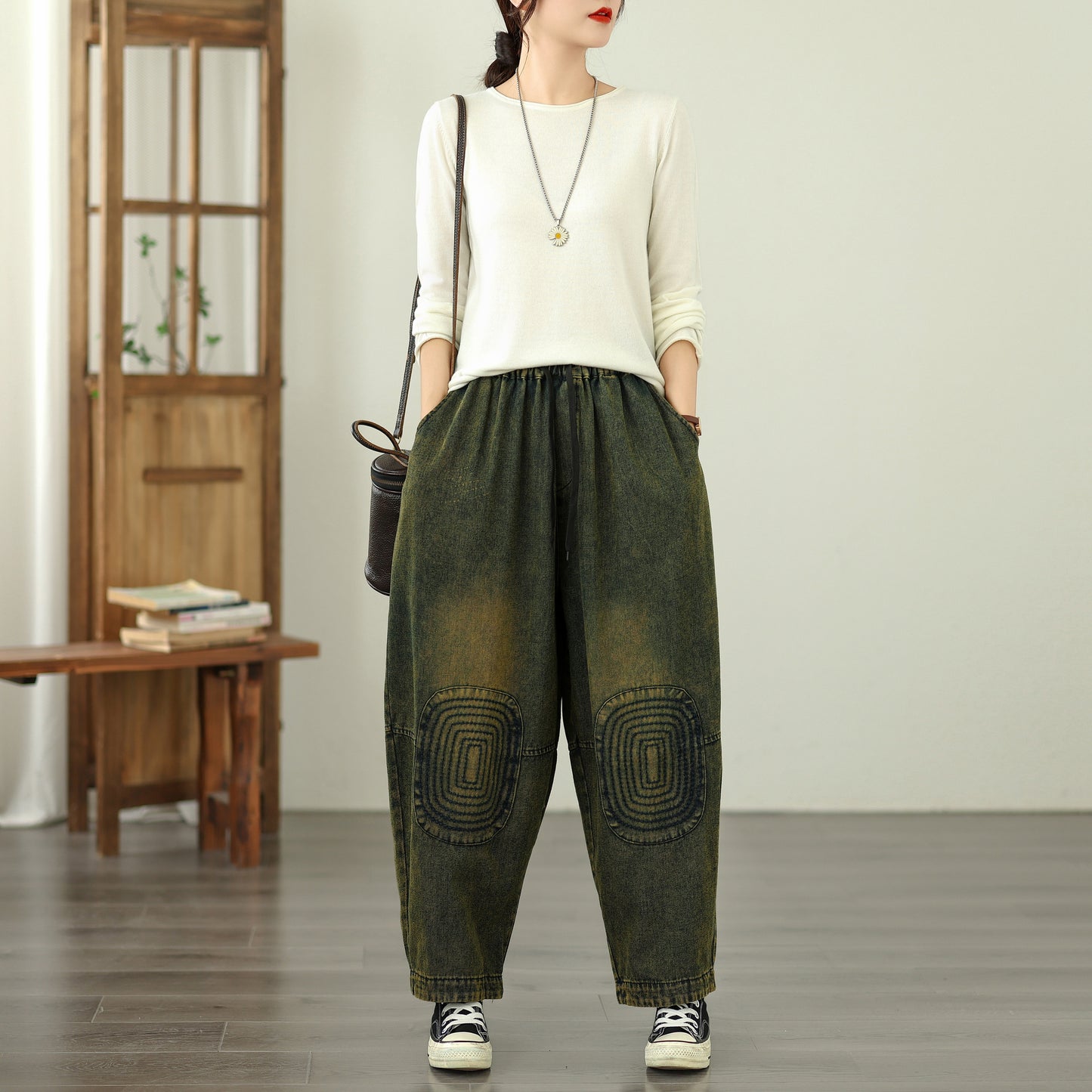 Women's Harem Jeans Drawstring Waist Print Pants