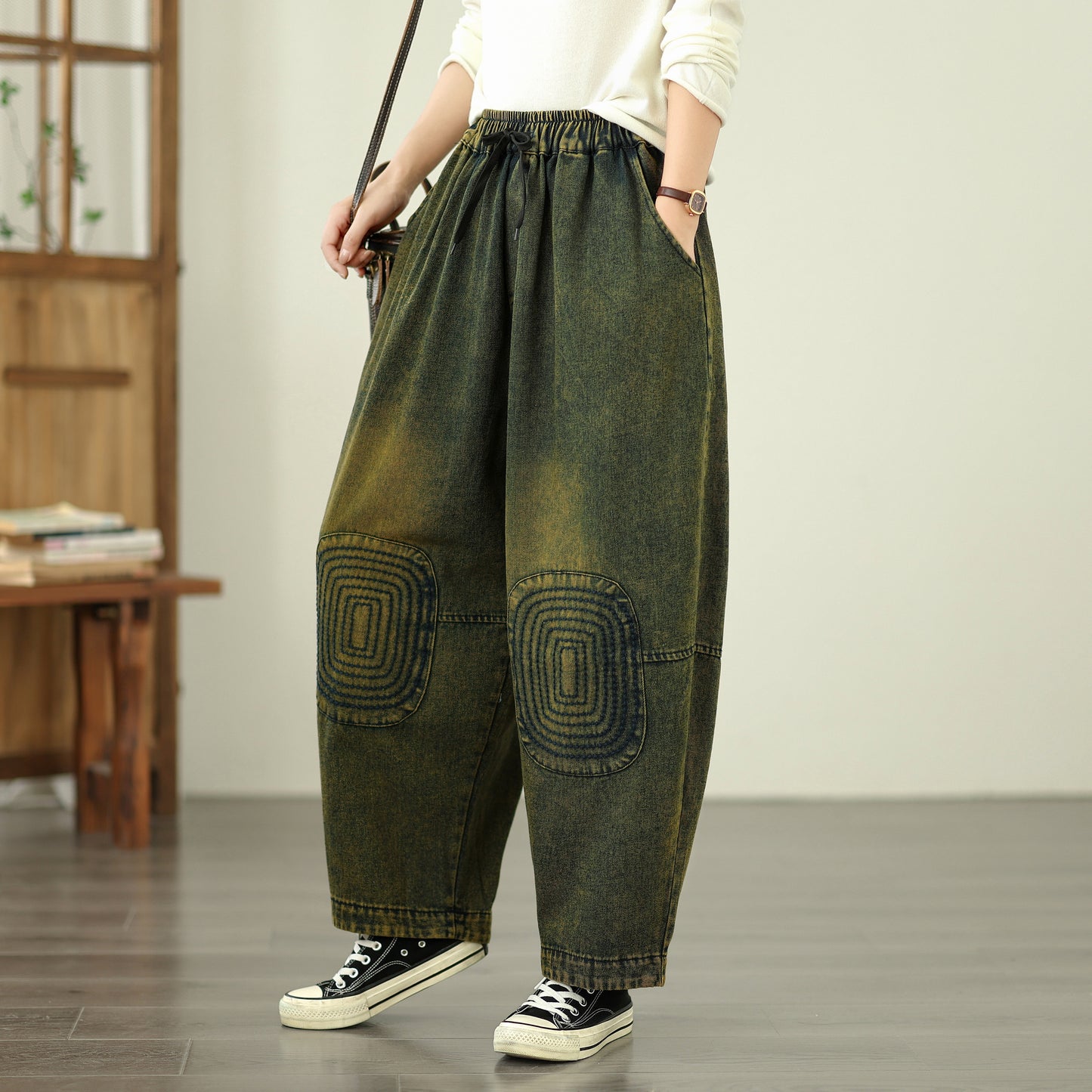 Women's Harem Jeans Drawstring Waist Print Pants