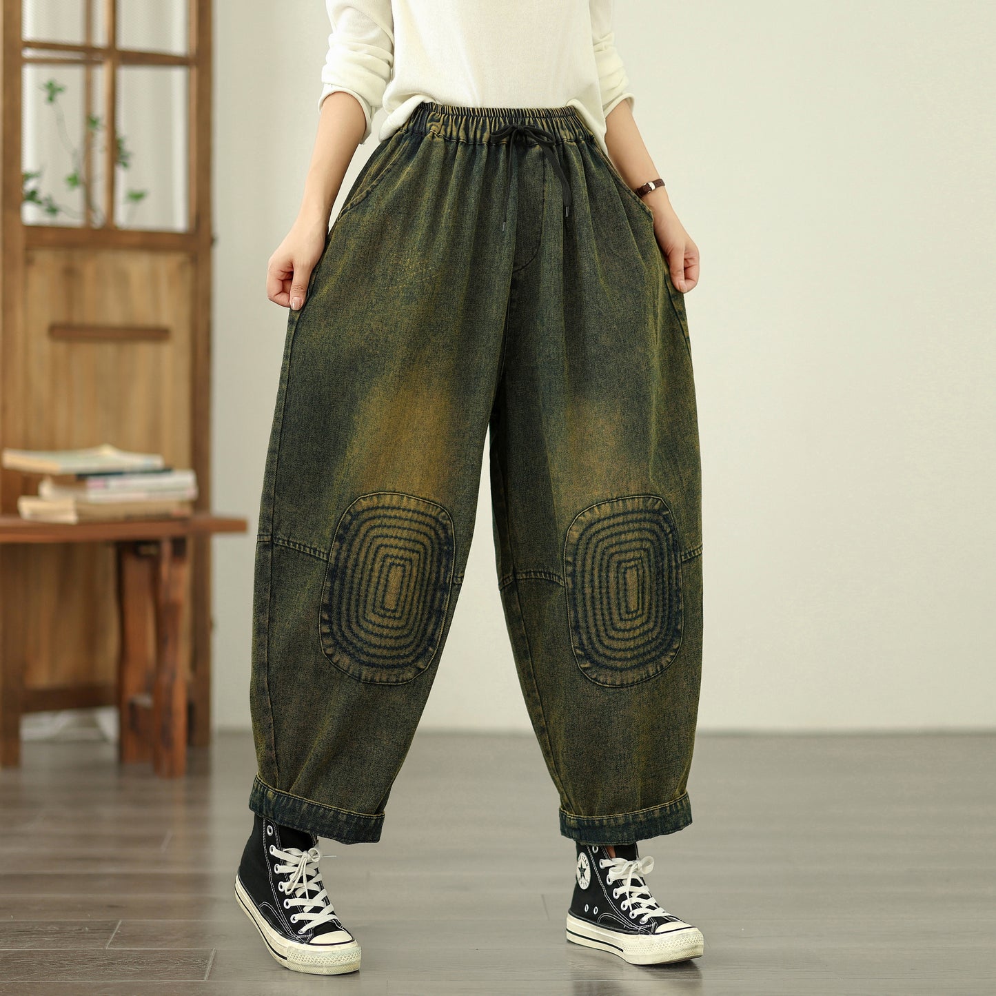 Women's Harem Jeans Drawstring Waist Print Pants