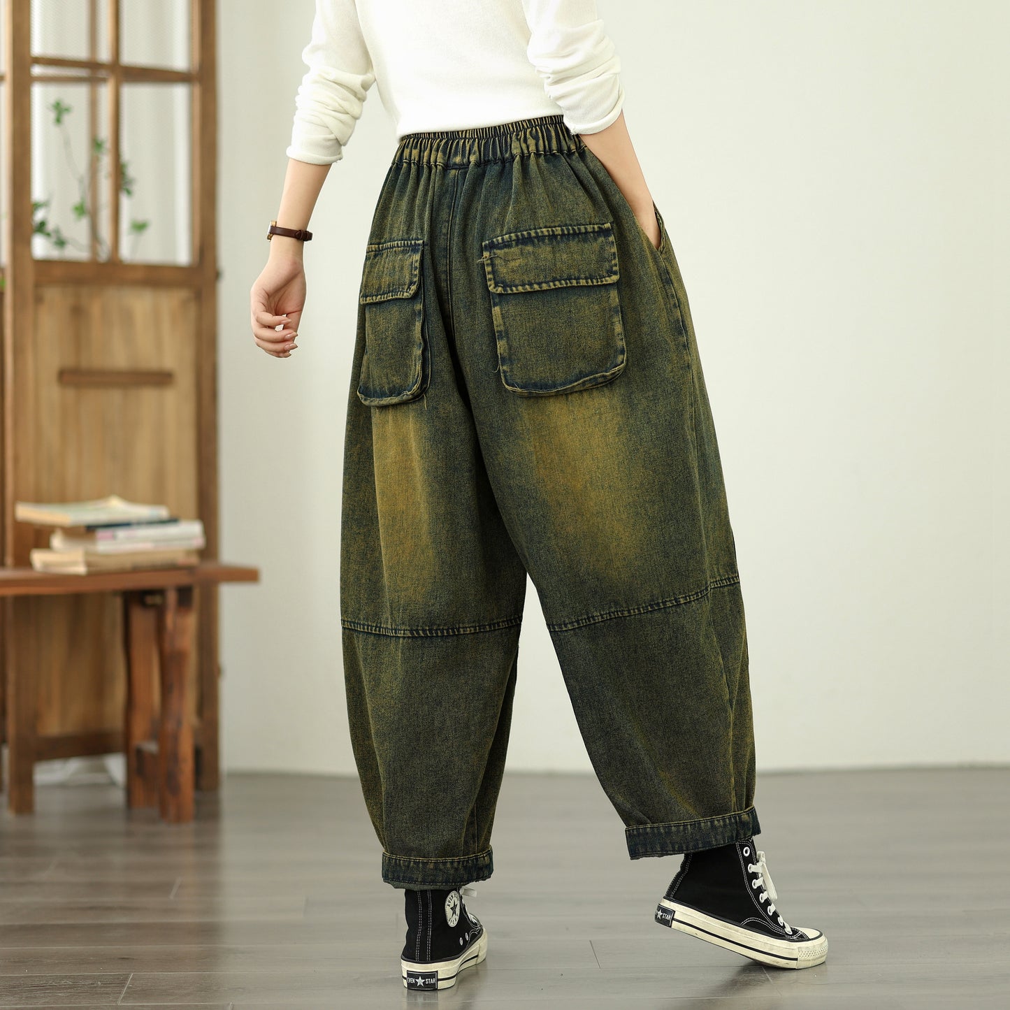 Women's Harem Jeans Drawstring Waist Print Pants