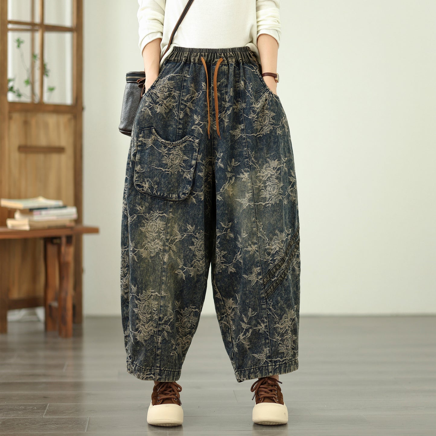 Women's Harem Jeans Drawstring Waist Print Pants