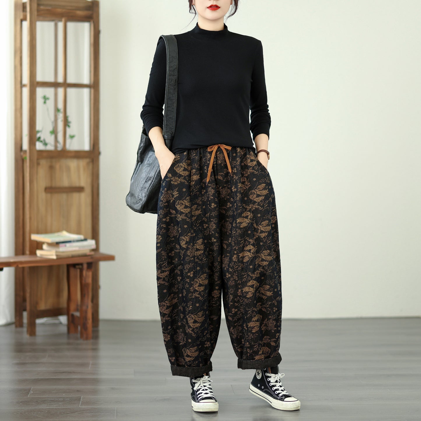 Women's Harem Jeans Drawstring Waist Print Pants