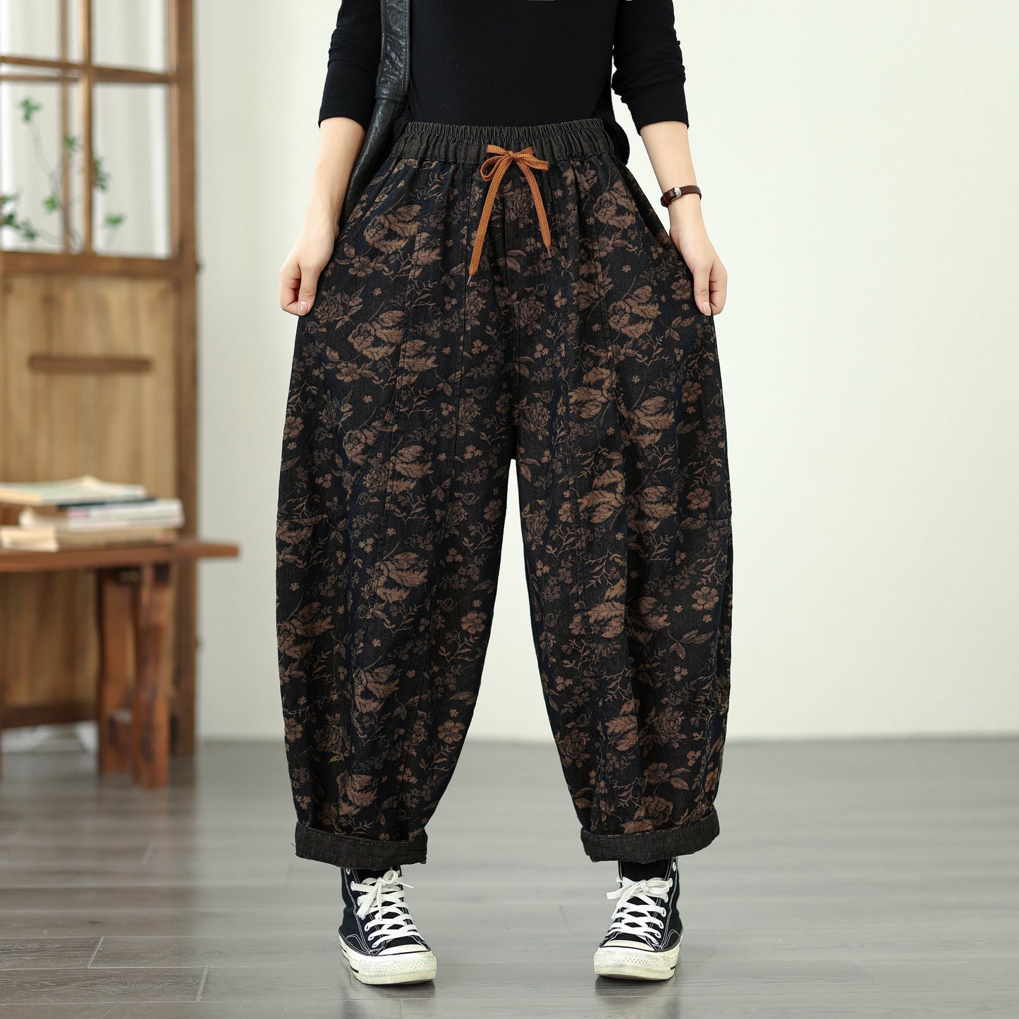 Women's Harem Jeans Drawstring Waist Print Pants