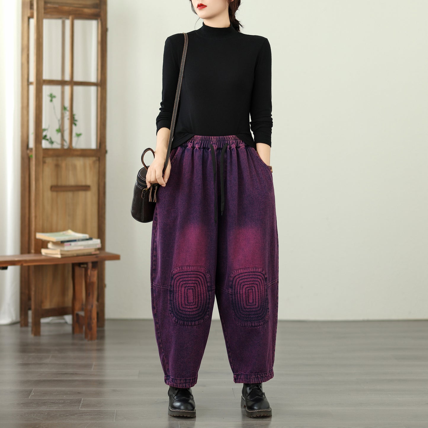Women's Harem Jeans Drawstring Waist Print Pants