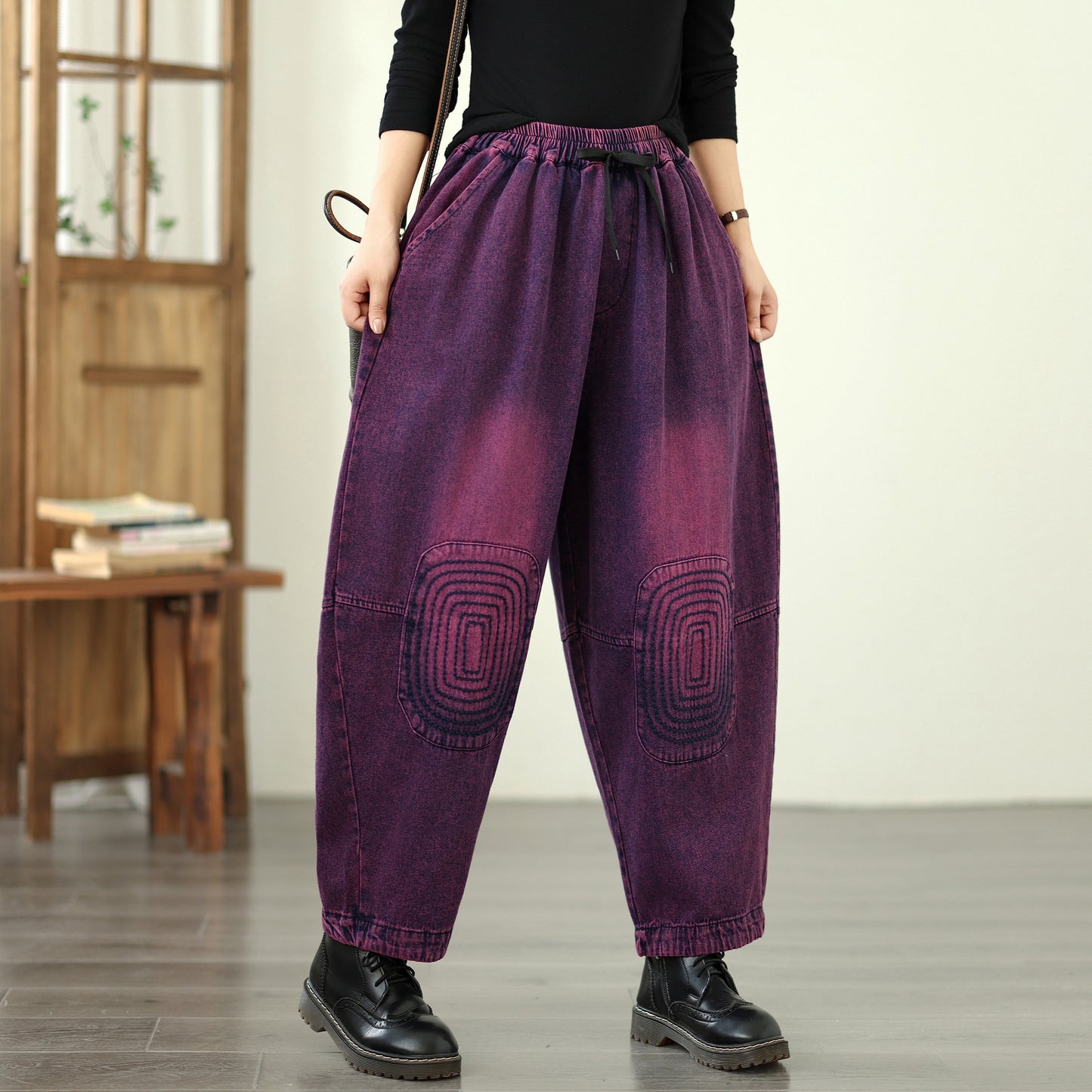 Women's Harem Jeans Drawstring Waist Print Pants