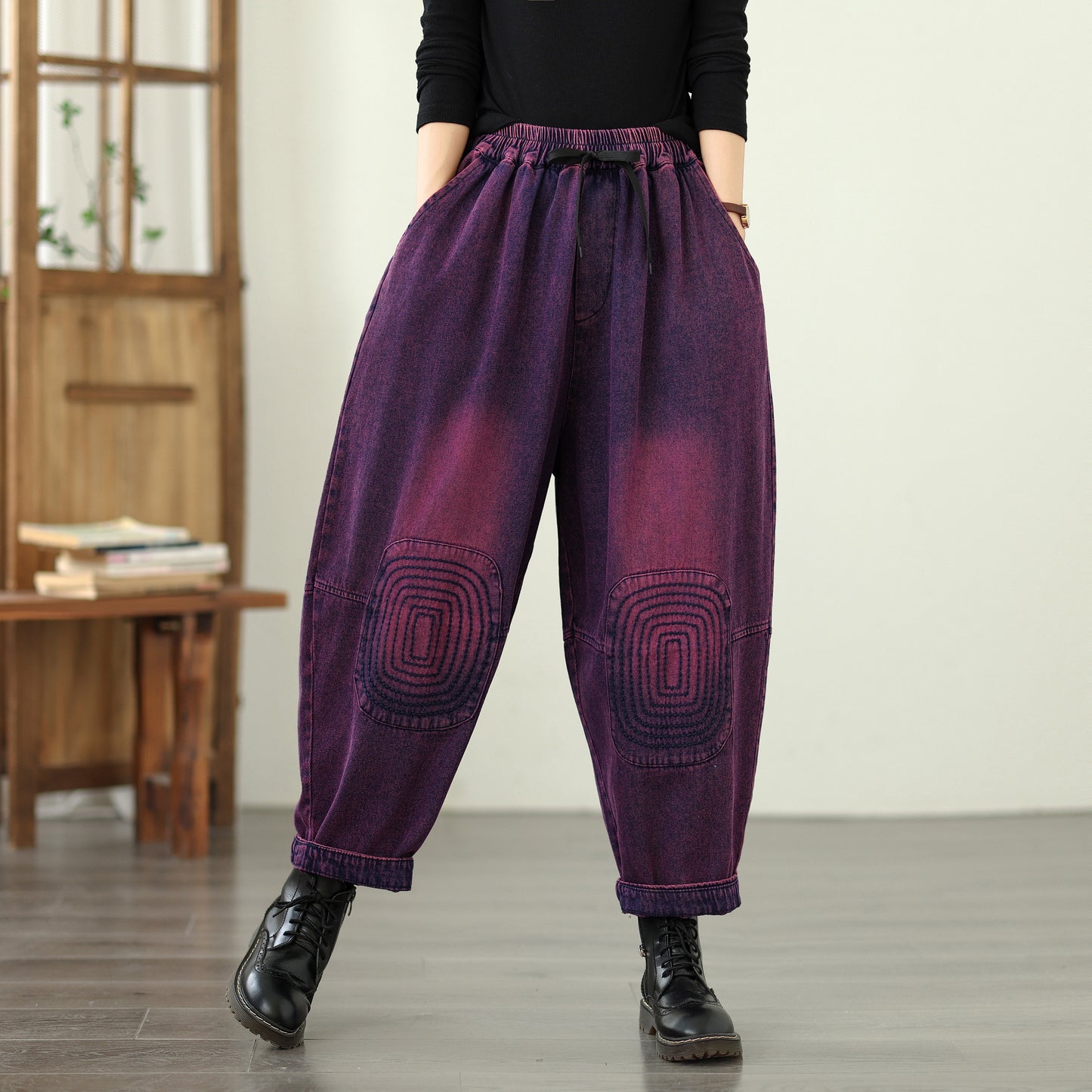 Women's Harem Jeans Drawstring Waist Print Pants