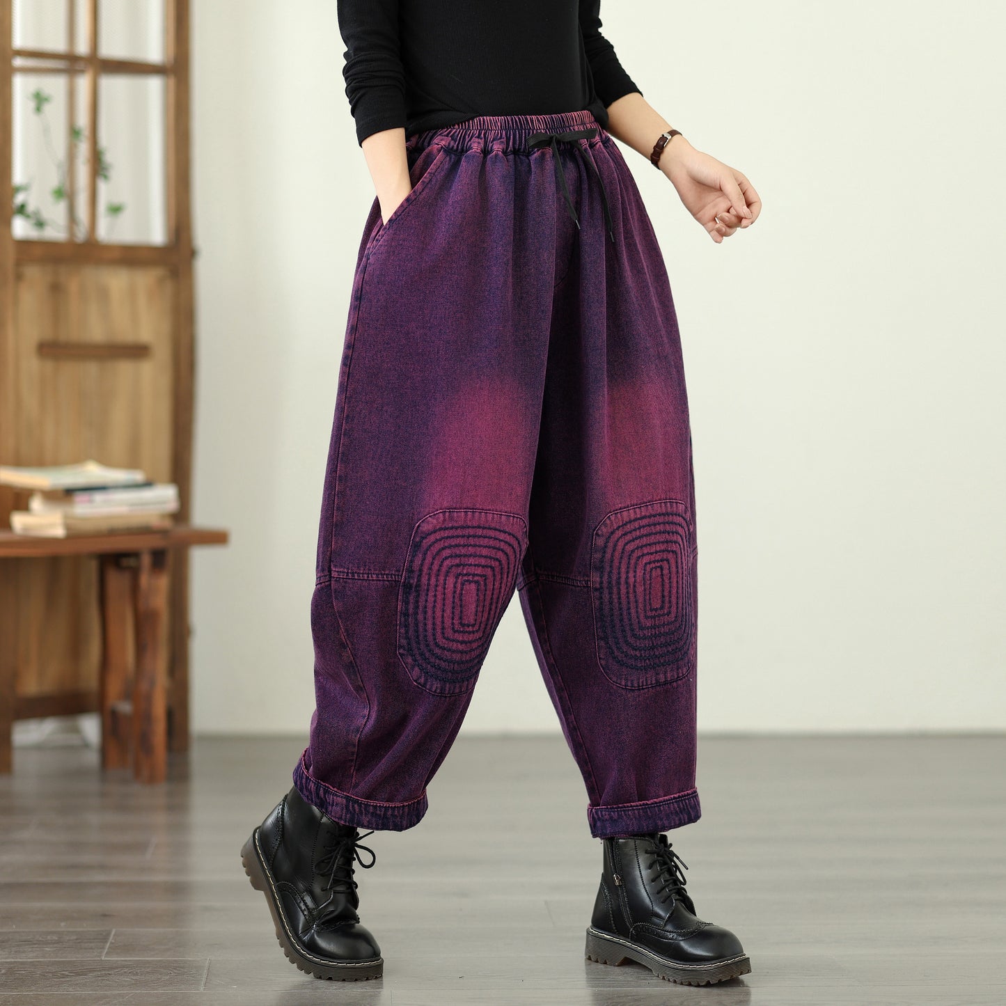 Women's Harem Jeans Drawstring Waist Print Pants