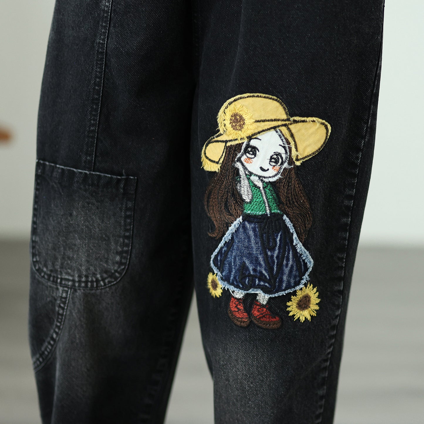 Women Jeans Denim Pants Elastic Waist