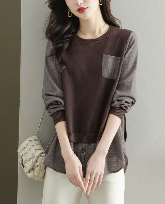 Women's Knit Stripe Long Sleeve Pullover Top