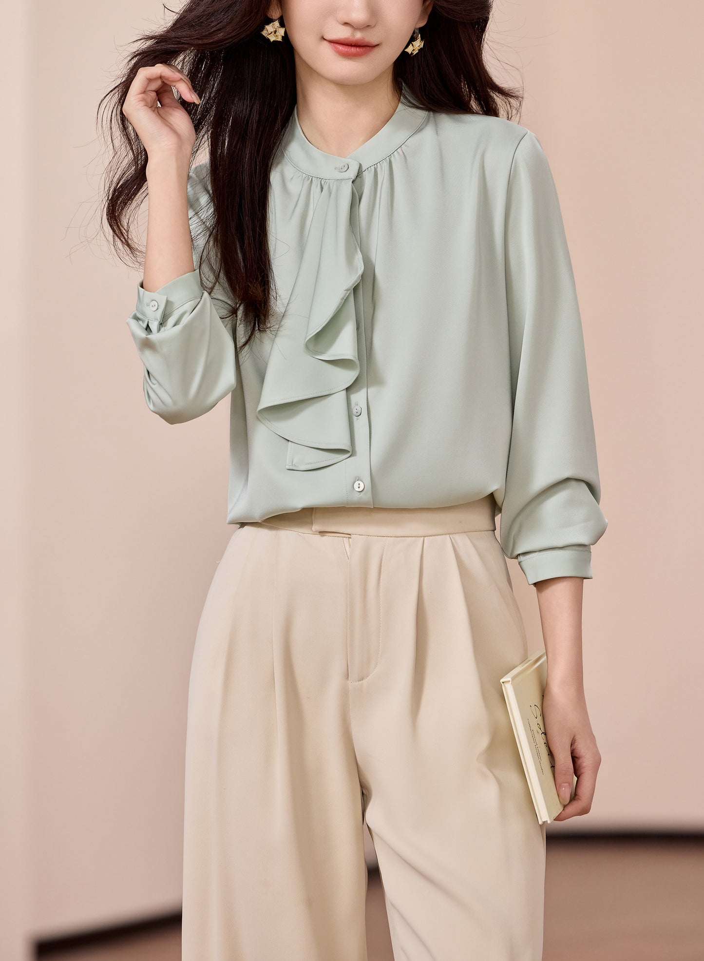 Women's Ruffle Shirt Puffe Sleeve Blouse Top