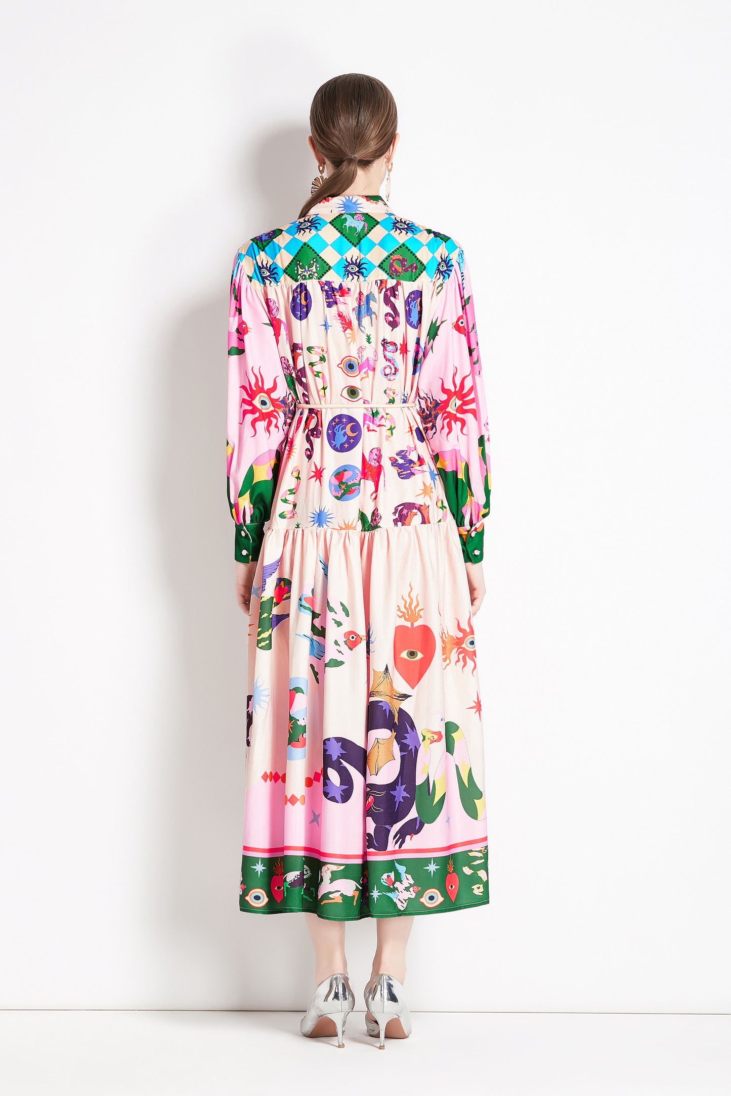 BK-Floral Print Casual Button Maxi Dress - LAI MENG FIVE CATS