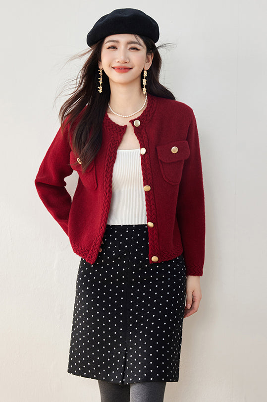 SD-Knit Cardigan with Pockets Buttons - LAI MENG FIVE CATS
