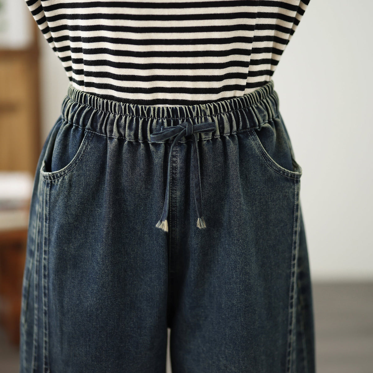 Women's Loose Jeans Baggy Wide Leg Denim Pants - LAI MENG FIVE CATS