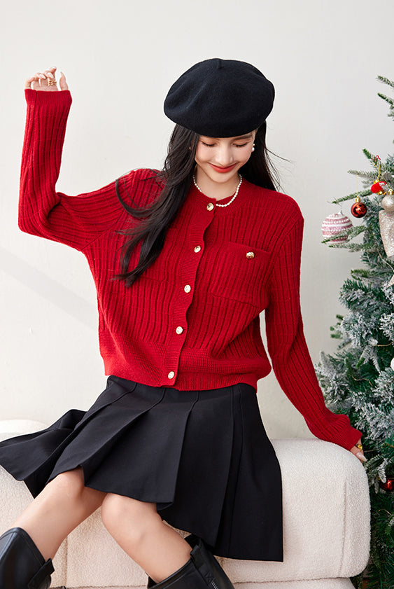 SD-Womens Cardigan with Pockets Buttons - LAI MENG FIVE CATS