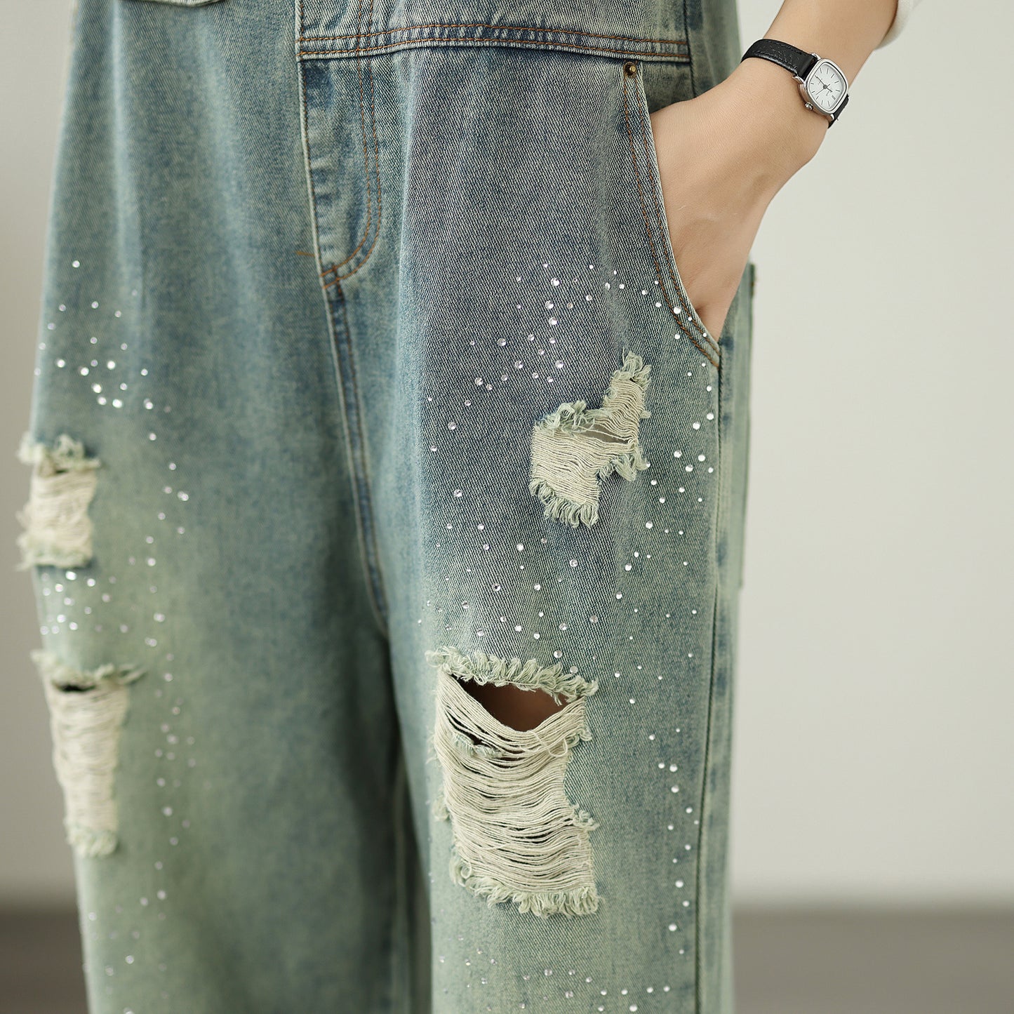 Womens Denim Bib Pants Jumpsuits Jeans Adjustable Strap Overalls