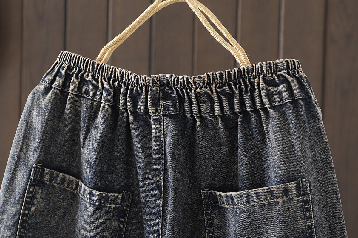 Women Jeans Denim Loose Elastic Waist Pants
